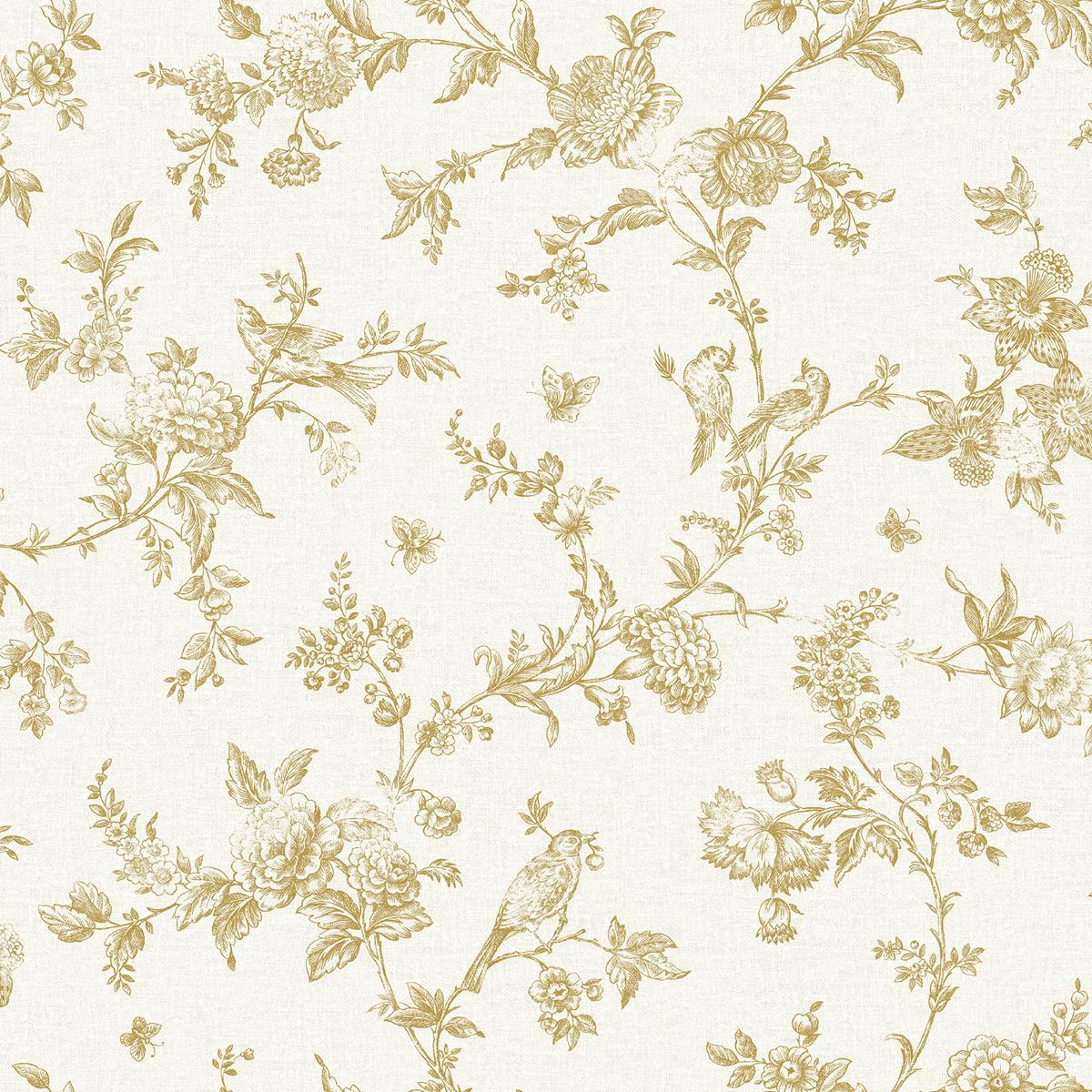 Chesapeake 4072-70061 Nightingale Wheat Floral Trail Wallpaper