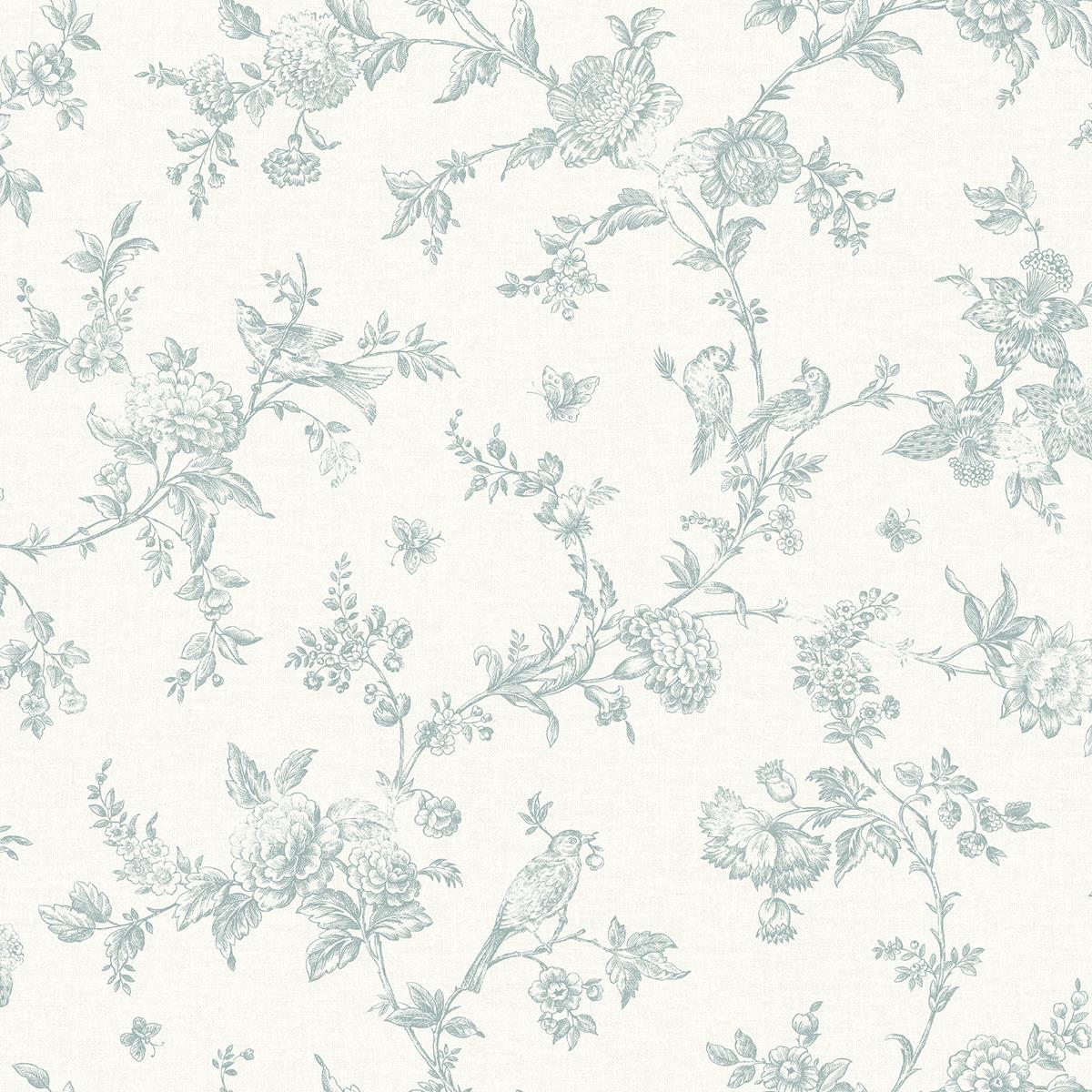 Chesapeake 4072-70062 Nightingale Seafoam Floral Trail Wallpaper