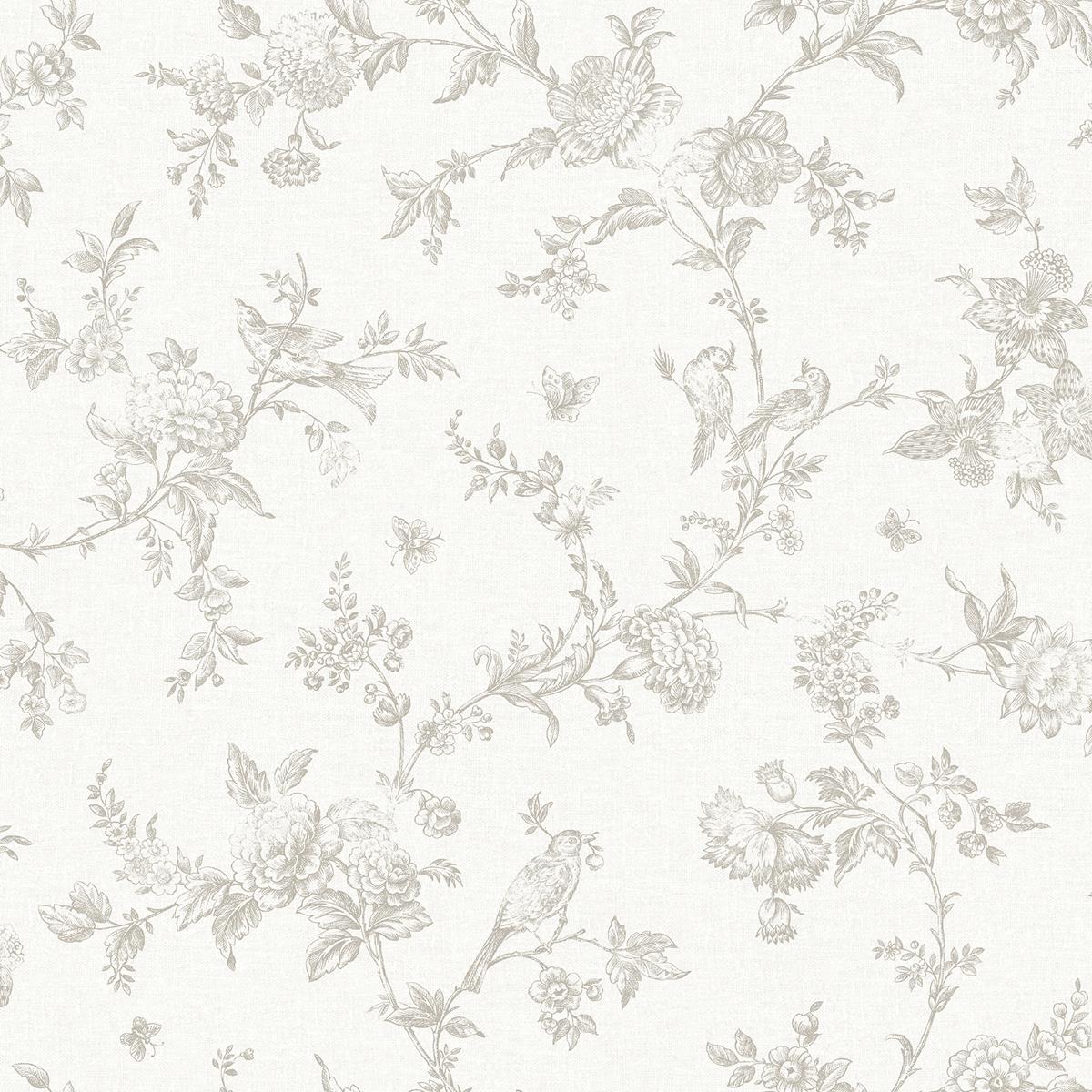 Chesapeake 4072-70063 Nightingale Taupe Floral Trail Wallpaper