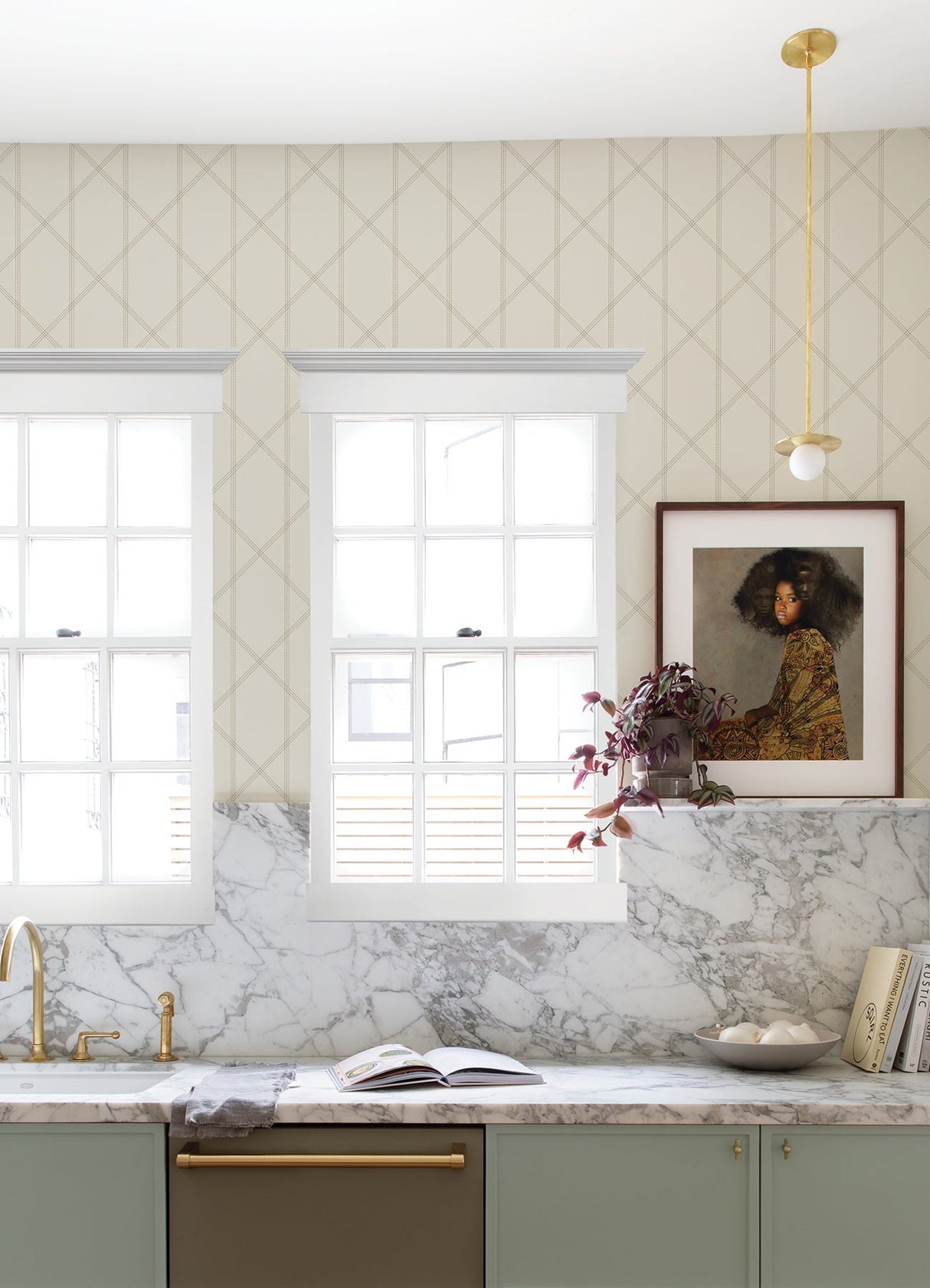 A-Street Prints 4074-26610 Walcott Light Green Stitched Trellis Wallpaper - Eade's Wallpaper