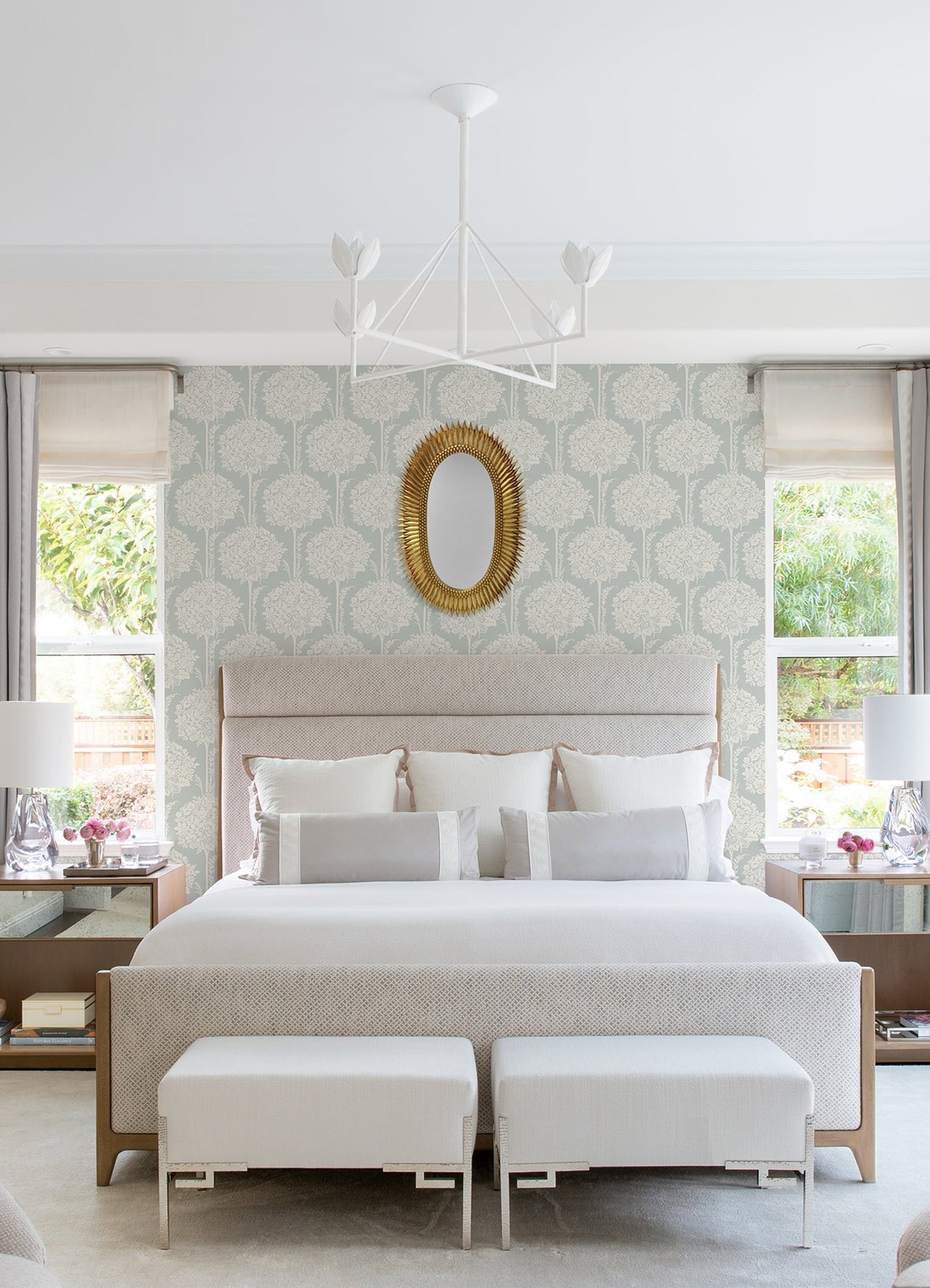 A-Street Prints 4074-26622 Zaria Light Blue Topiary Wallpaper