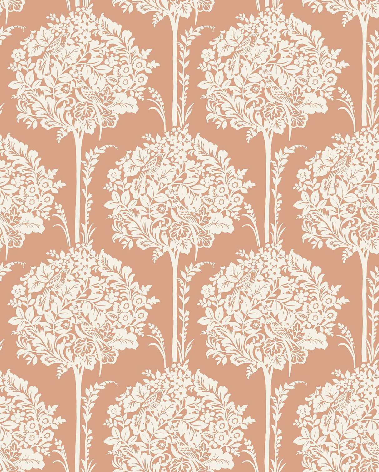 A-Street Prints 4074-26624 Zaria Apricot Topiary Wallpaper