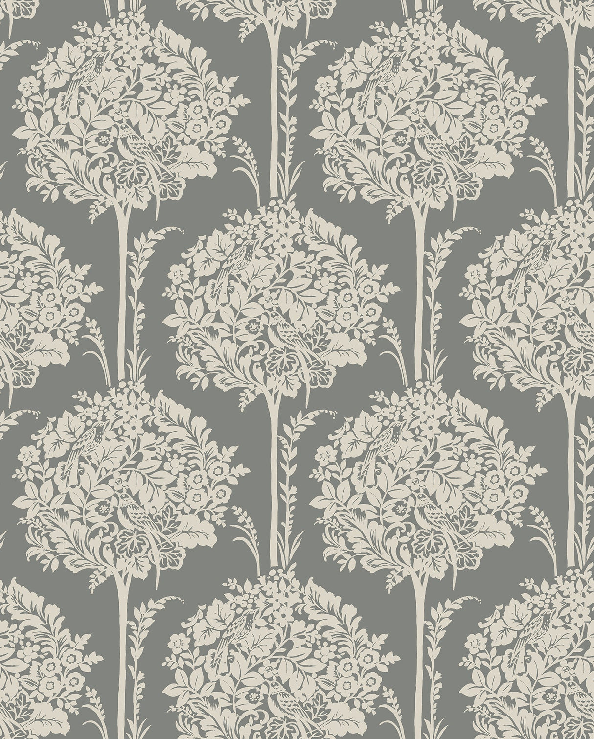 A-Street Prints 4074-26627 Zaria Slate Topiary Wallpaper