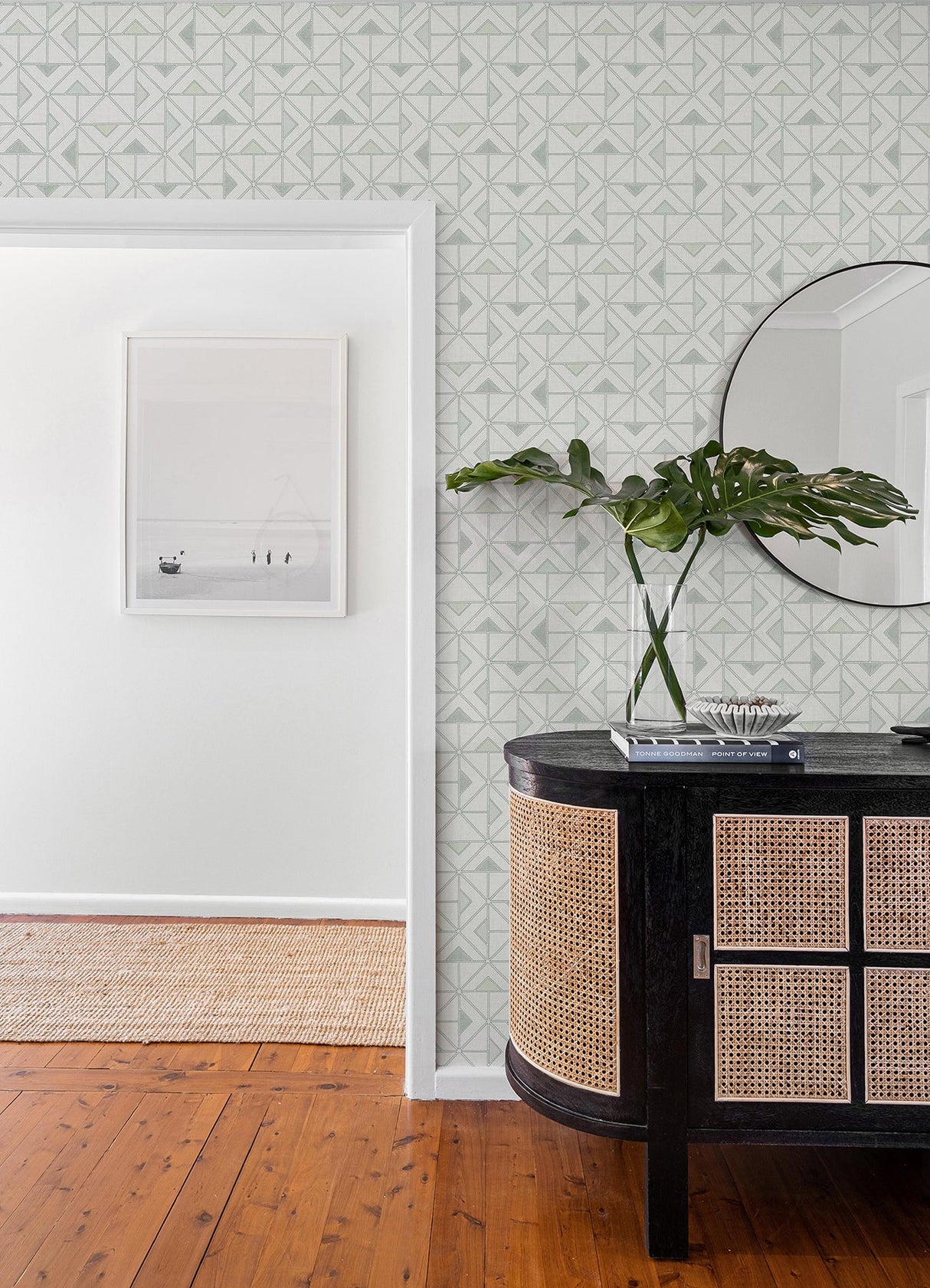 A-Street Prints 4074-26635 Jekyl Green Triangles Wallpaper - Eade's Wallpaper