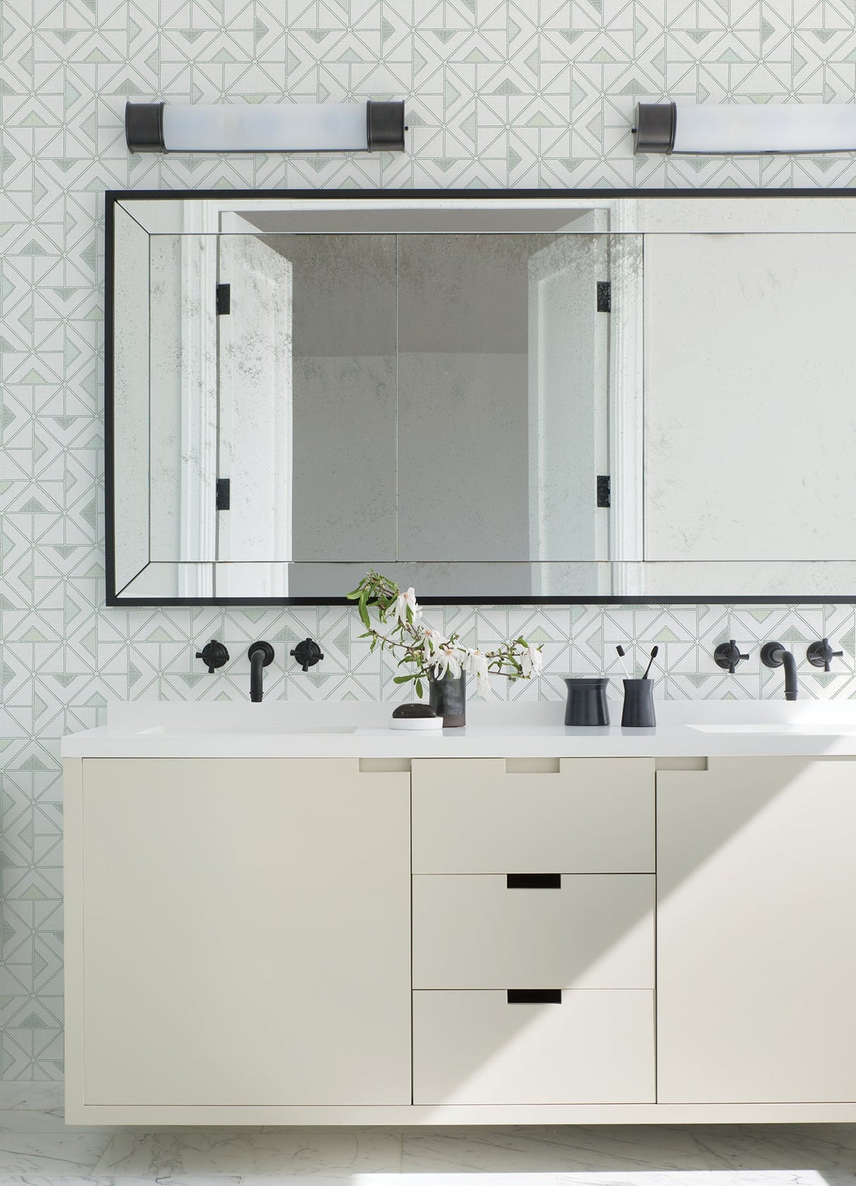 A-Street Prints 4074-26634 Jekyl Green Triangles Wallpaper