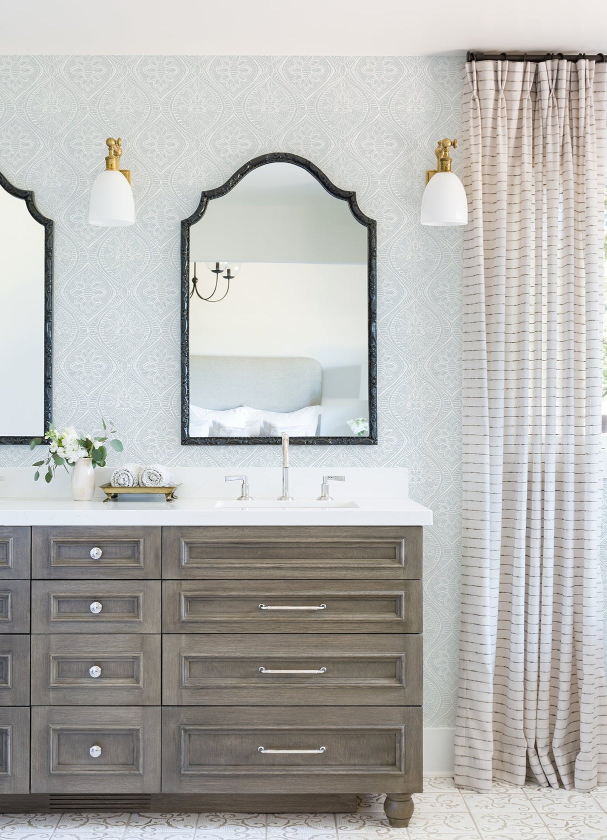 A-Street Prints 4074-26642 Scout Light Blue Floral Ogee Wallpaper