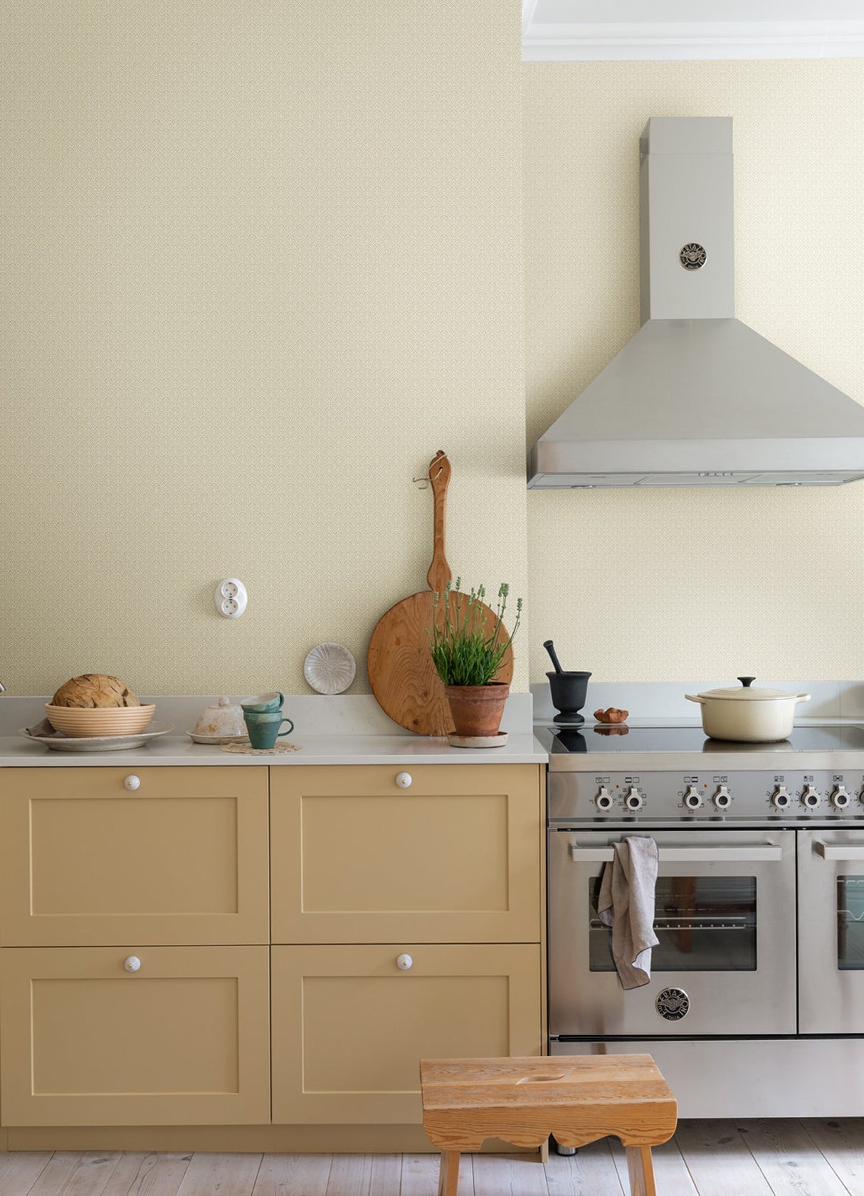 A-Street Prints 4080-15913 Athena Cream Scalloped Botanical Wallpaper