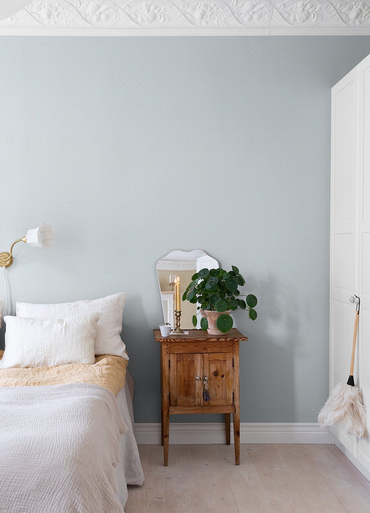 A-Street Prints 4080-15918 Athena Light Blue Scalloped Botanical Wallpaper