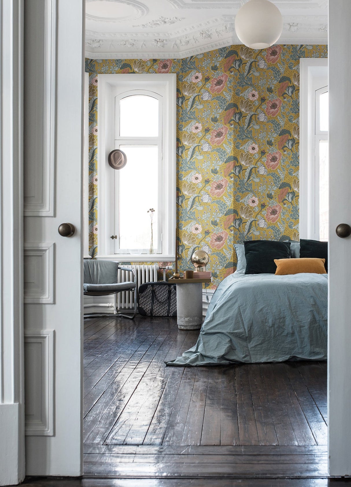 A-Street Prints 4080-33002 Anemone Mustard Floral Wallpaper