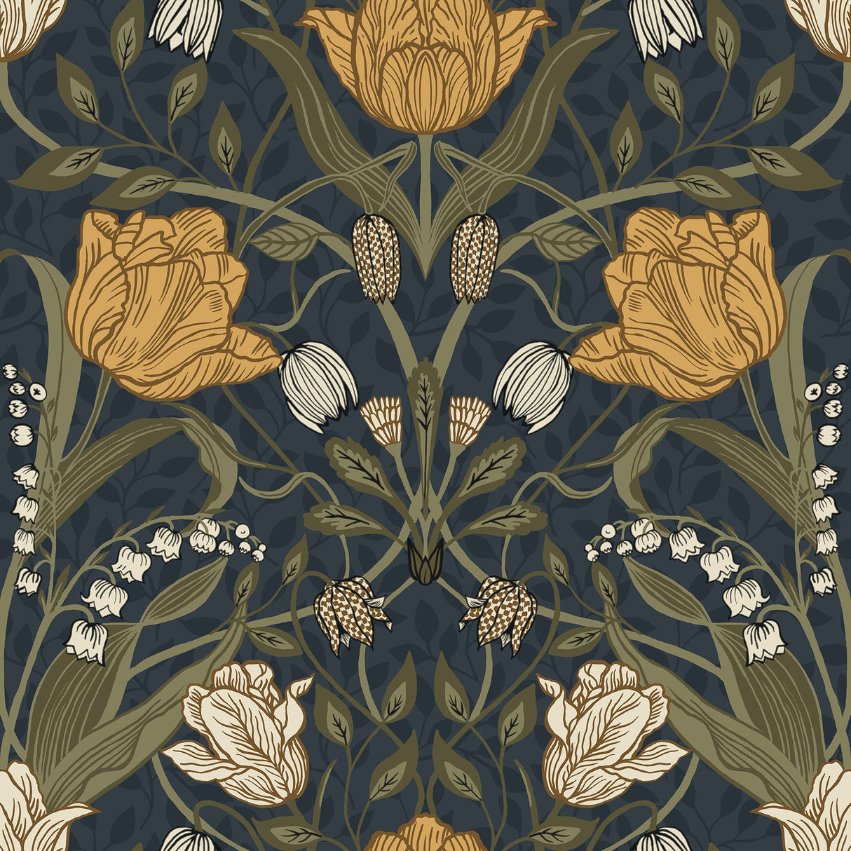 A-Street Prints 4080-44106 Filippa Navy Tulip Wallpaper