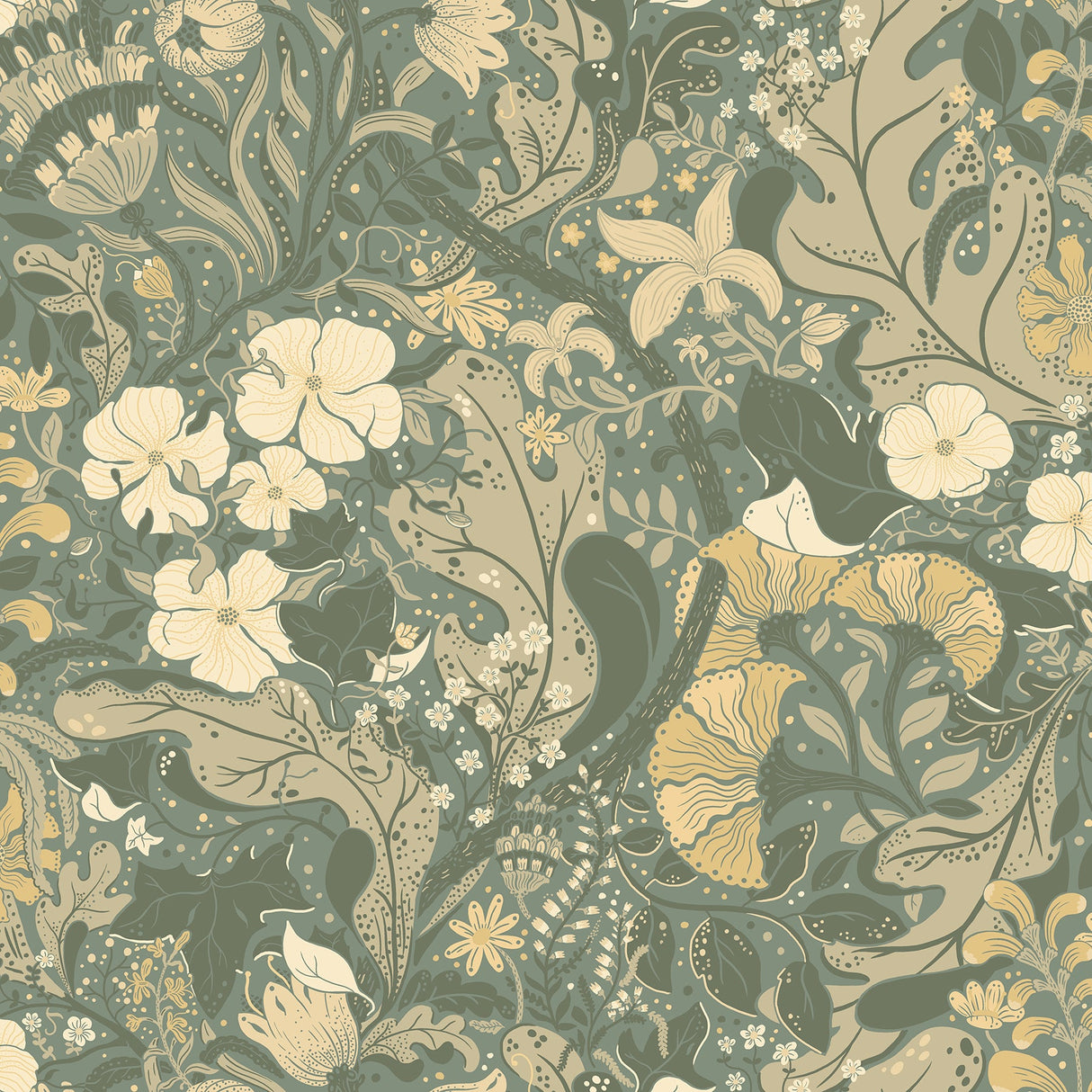 A-Street Prints 4080-83104 Elise Sea Green Nouveau Gardens Wallpaper