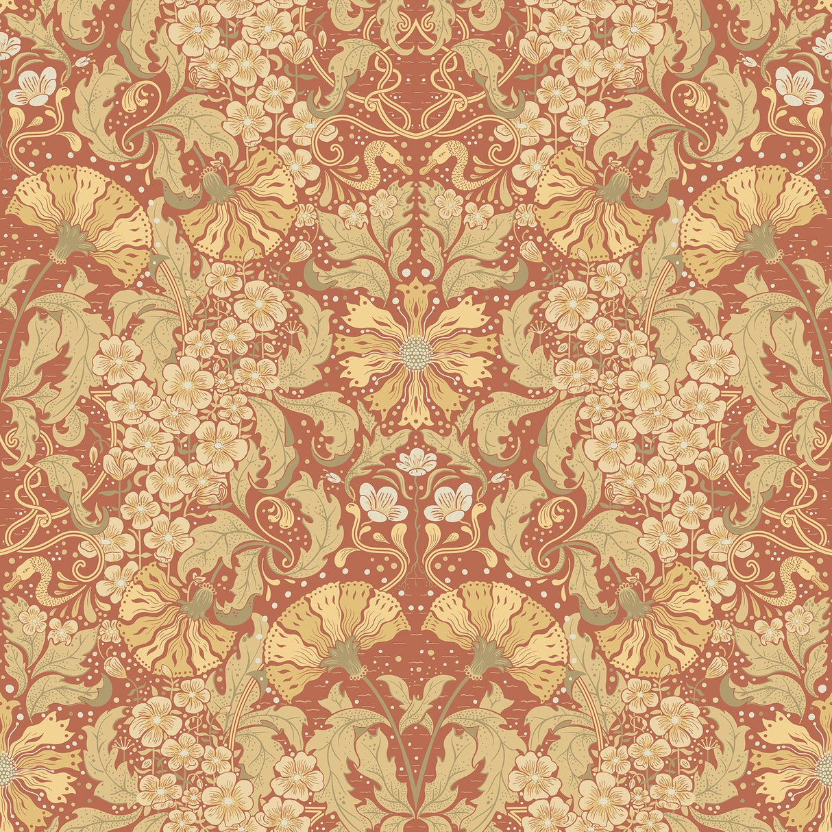 A-Street Prints 4080-83114 Ojvind Rust Floral Ogee Wallpaper