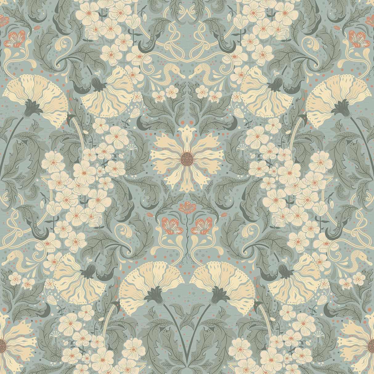 A-Street Prints 4080-83115 Ojvind Light Blue Floral Ogee Wallpaper