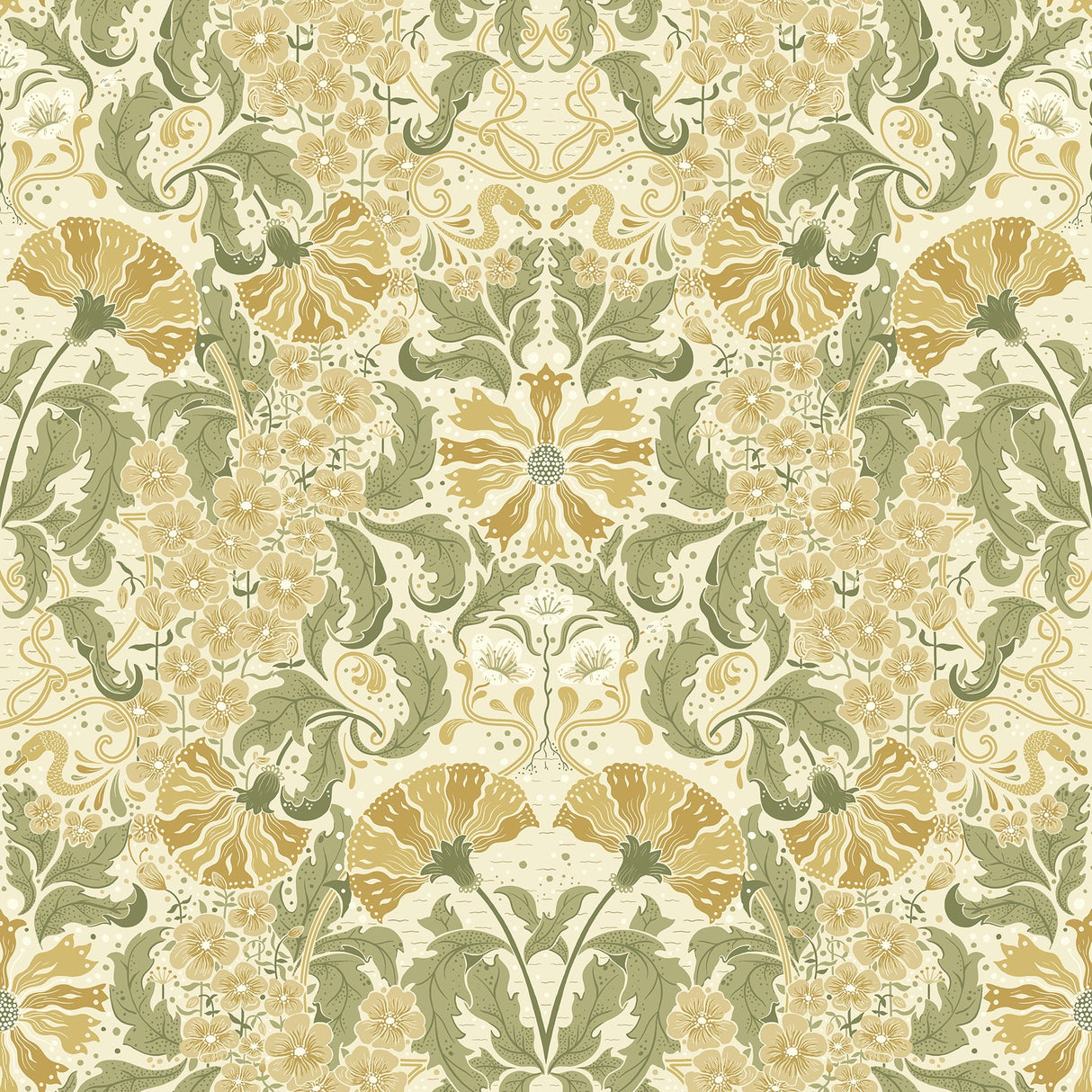 A-Street Prints 4080-83117 Ojvind Gold Floral Ogee Wallpaper