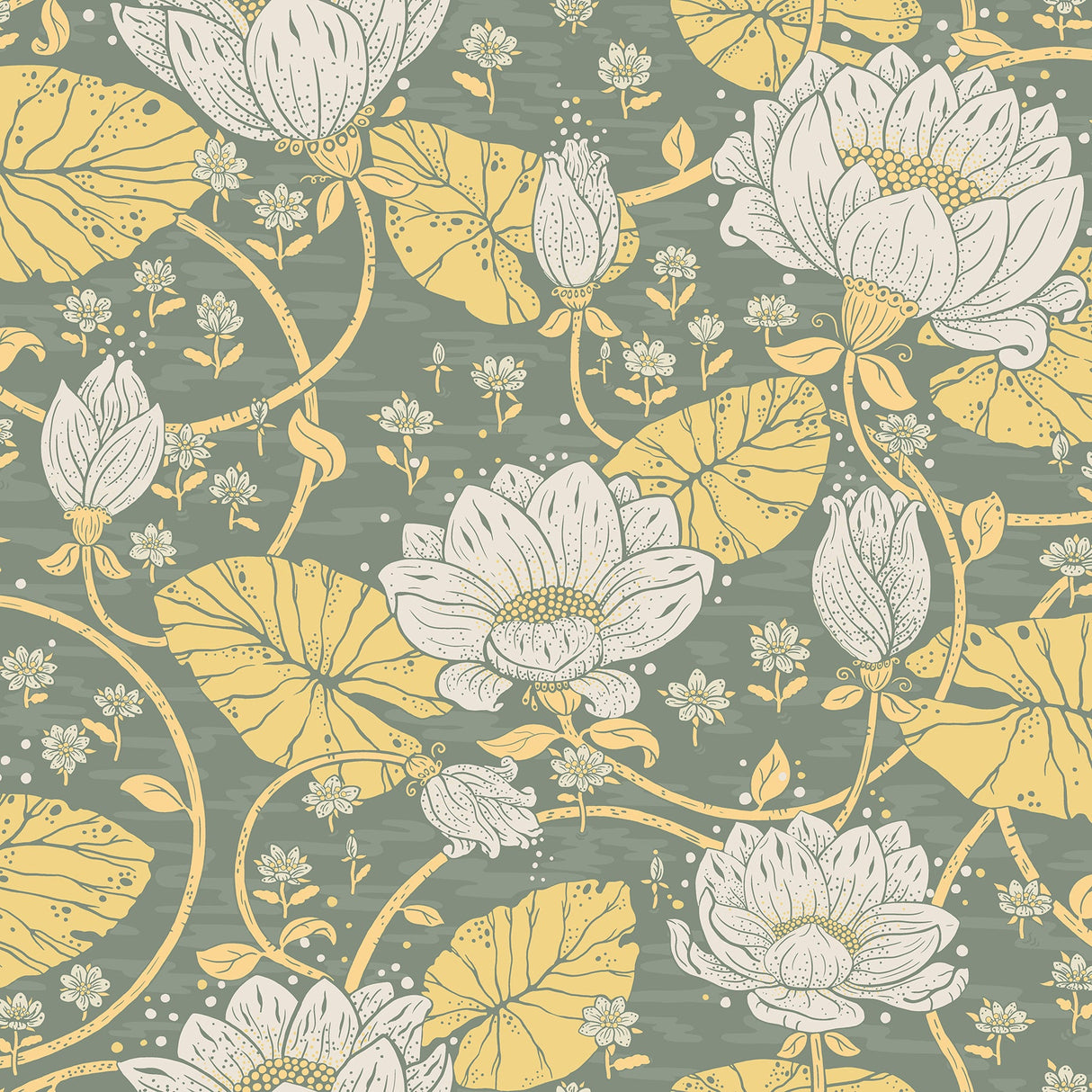 A-Street Prints 4080-83120 Eva Yellow Lotus Dreams Wallpaper