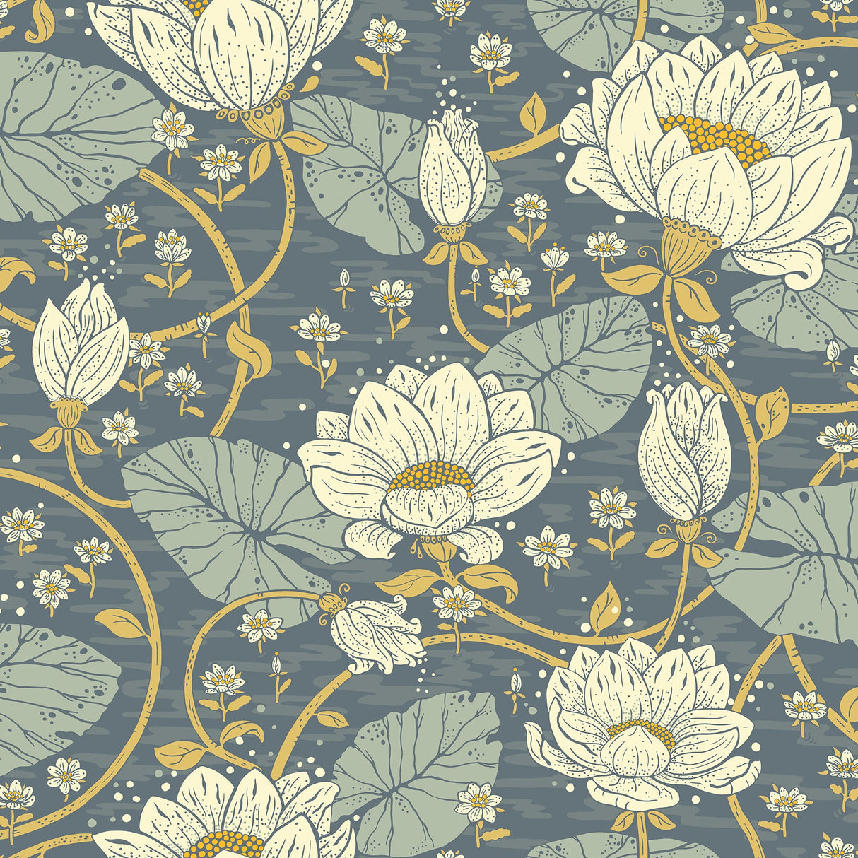 A-Street Prints 4080-83122 Eva Blue Lotus Dreams Wallpaper