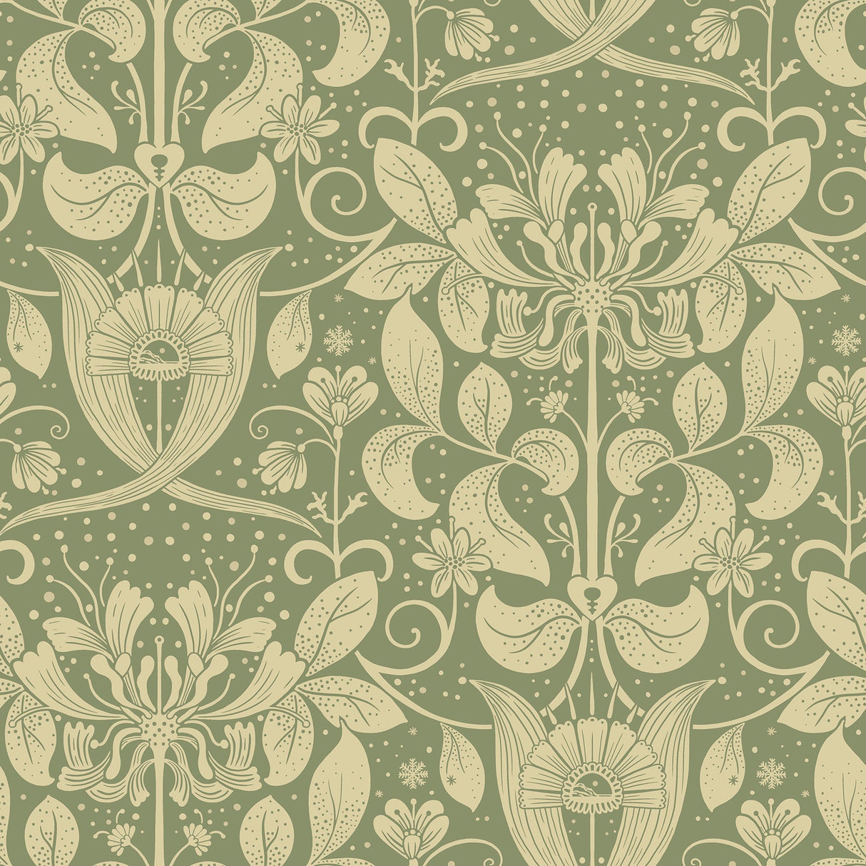 A-Street Prints 4080-83126 Berit Green Floral Crest Wallpaper