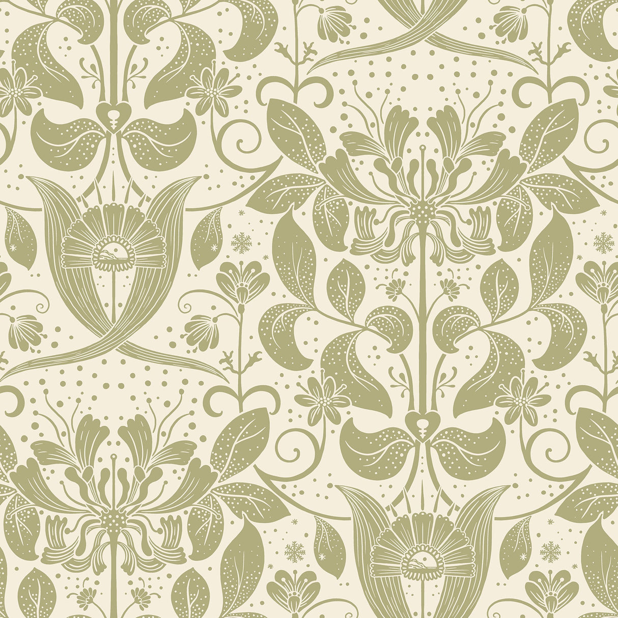 A-Street Prints 4080-83127 Berit Olive Floral Crest Wallpaper
