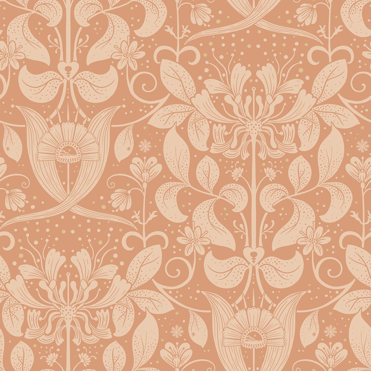 A-Street Prints 4080-83128 Berit Coral Floral Crest Wallpaper