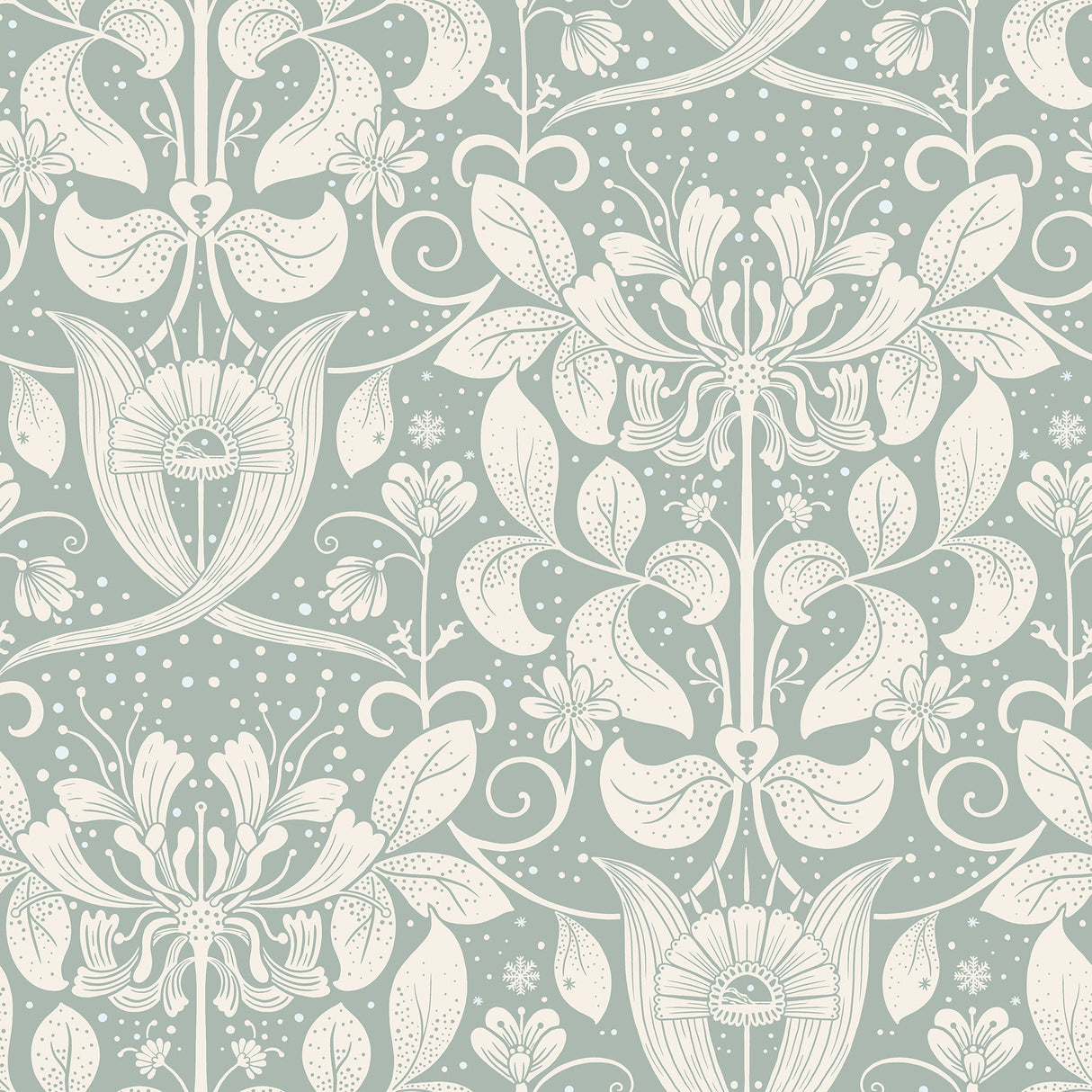 A-Street Prints 4080-83129 Berit Blue Floral Crest Wallpaper