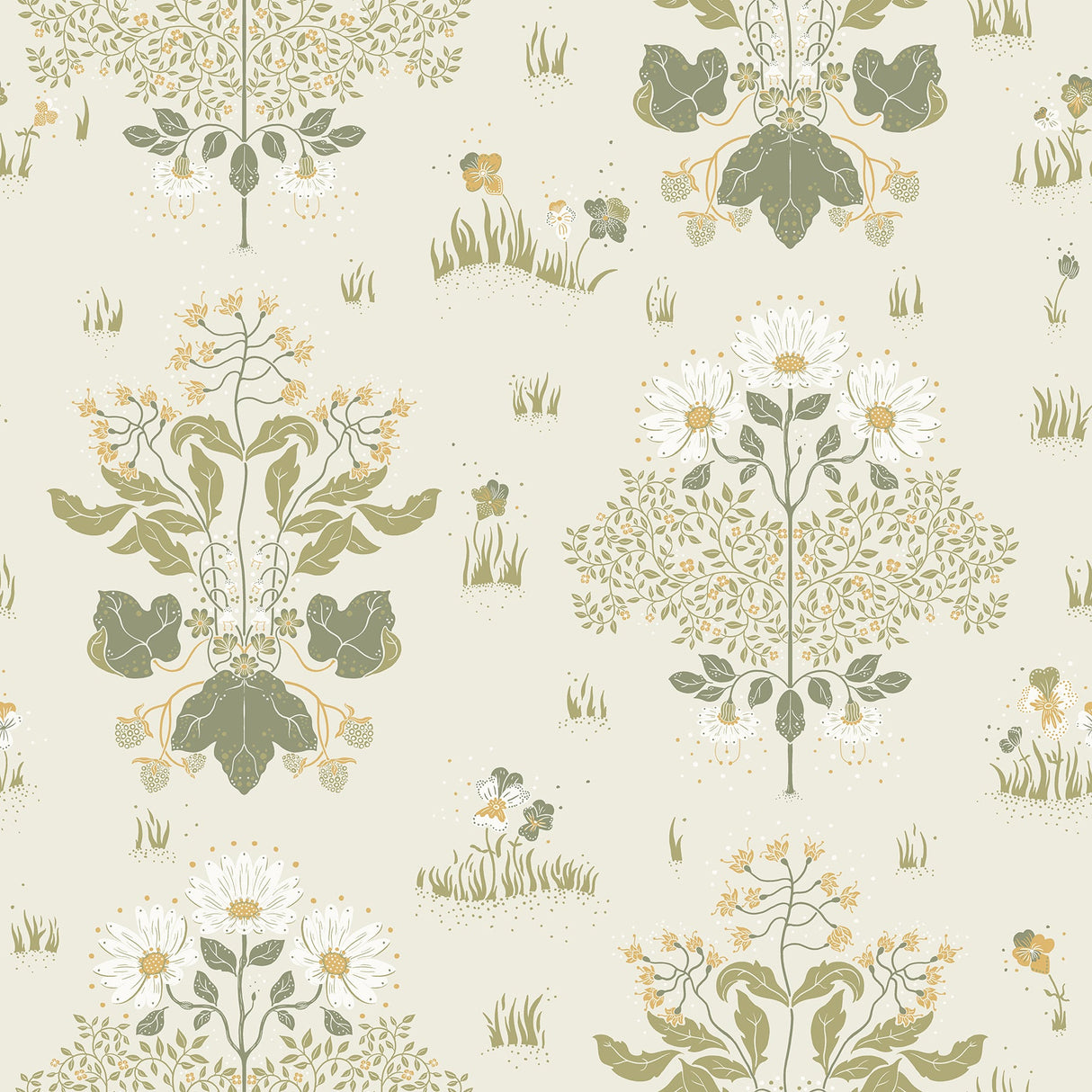 A-Street Prints 4080-83133 Elda Olive Delicate Daises Wallpaper