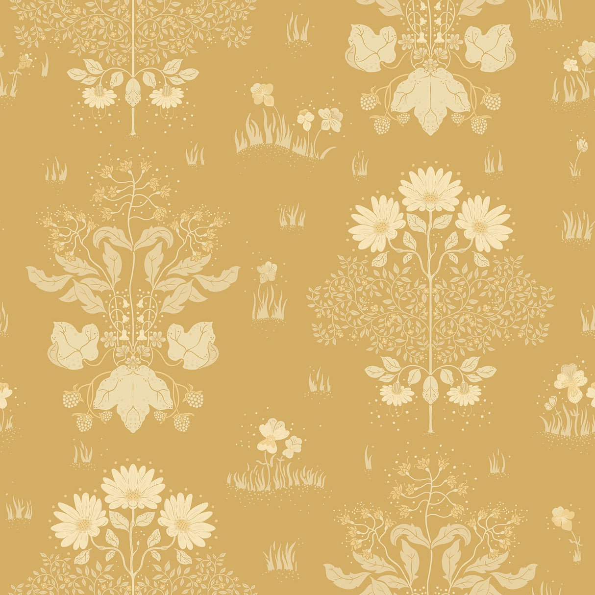 A-Street Prints 4080-83135 Elda Gold Delicate Daises Wallpaper