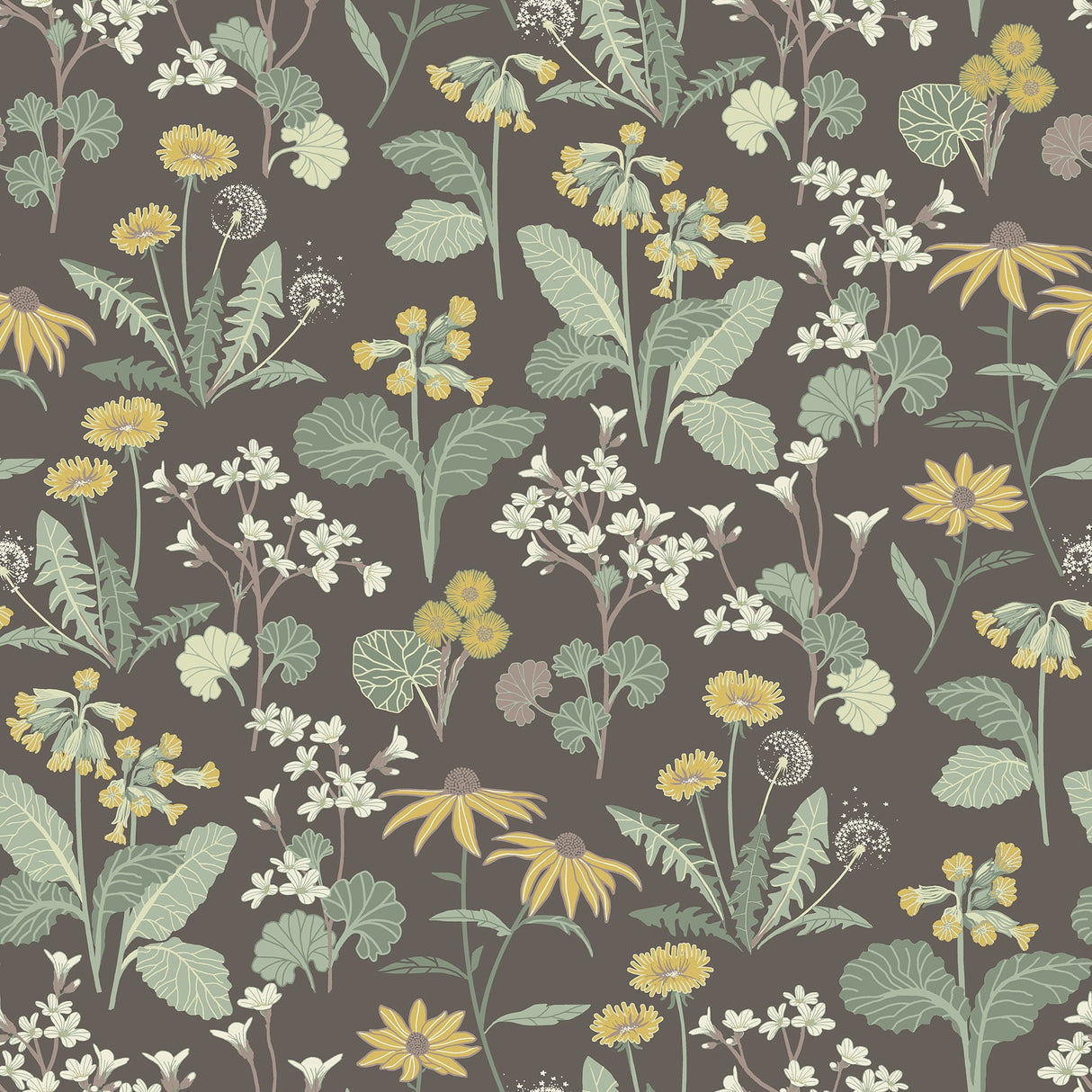 A-Street Prints 4080-92133 Magdalena Charcoal Dandelion Wallpaper