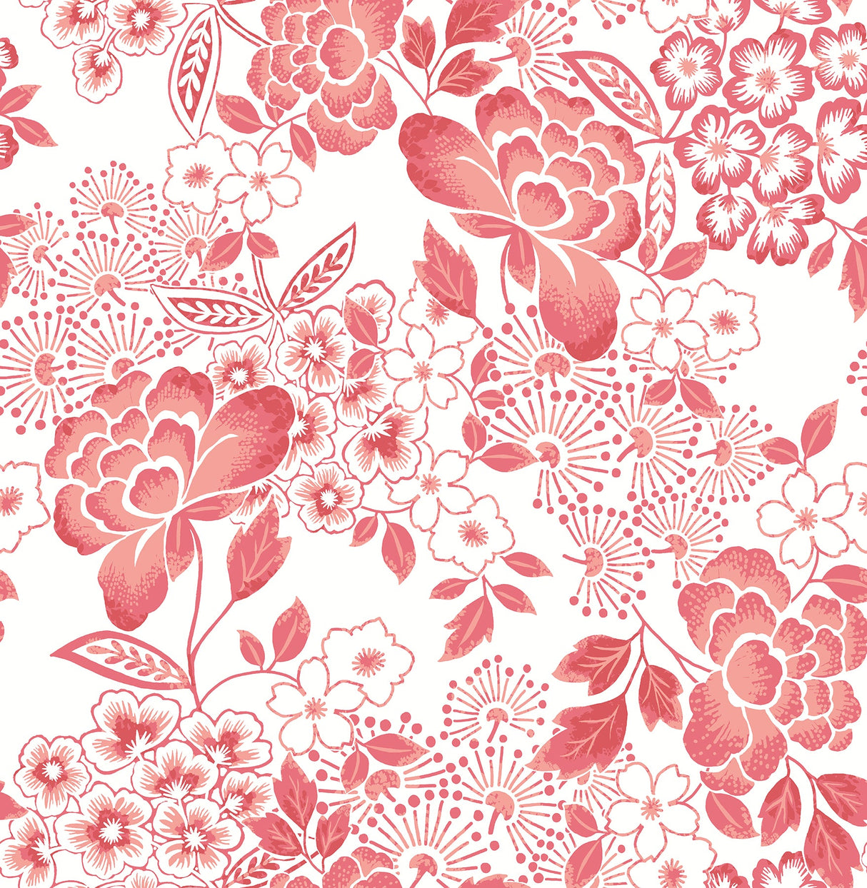 A-Street Prints 4081-26301 Irina Coral Floral Blooms Wallpaper
