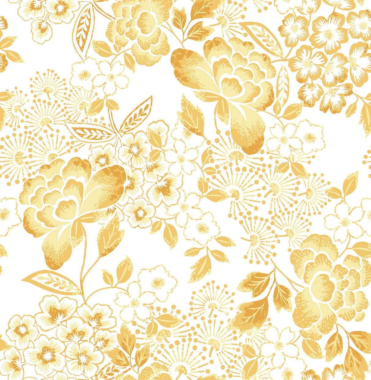 A-Street Prints 4081-26302 Irina Yellow Floral Blooms Wallpaper