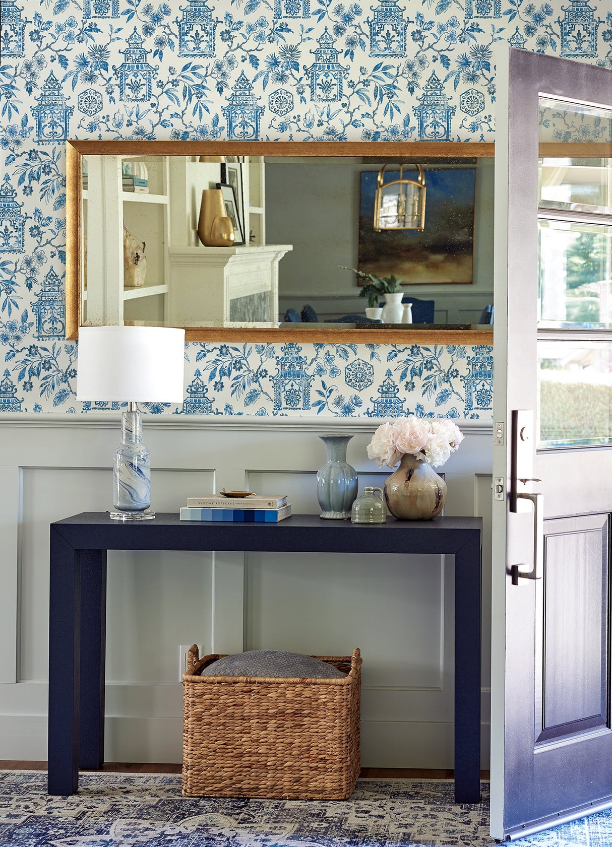 A-Street Prints 4081-26310 Helaine Blue Pagoda Wallpaper