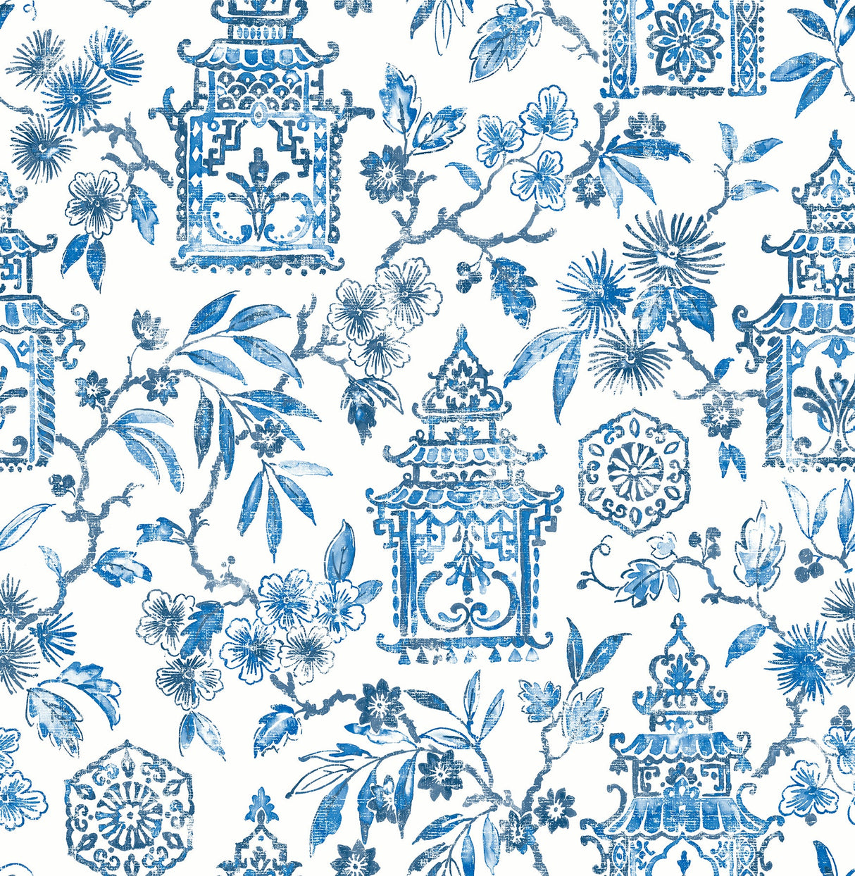 A-Street Prints 4081-26310 Helaine Blue Pagoda Wallpaper