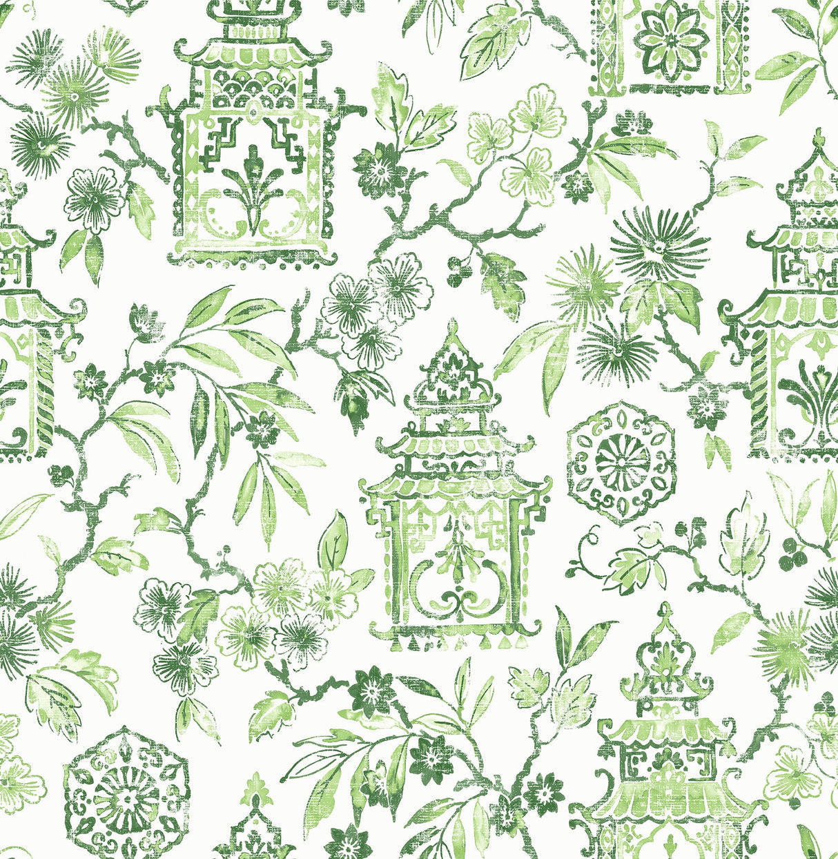 A-Street Prints 4081-26312 Helaine Green Pagoda Wallpaper