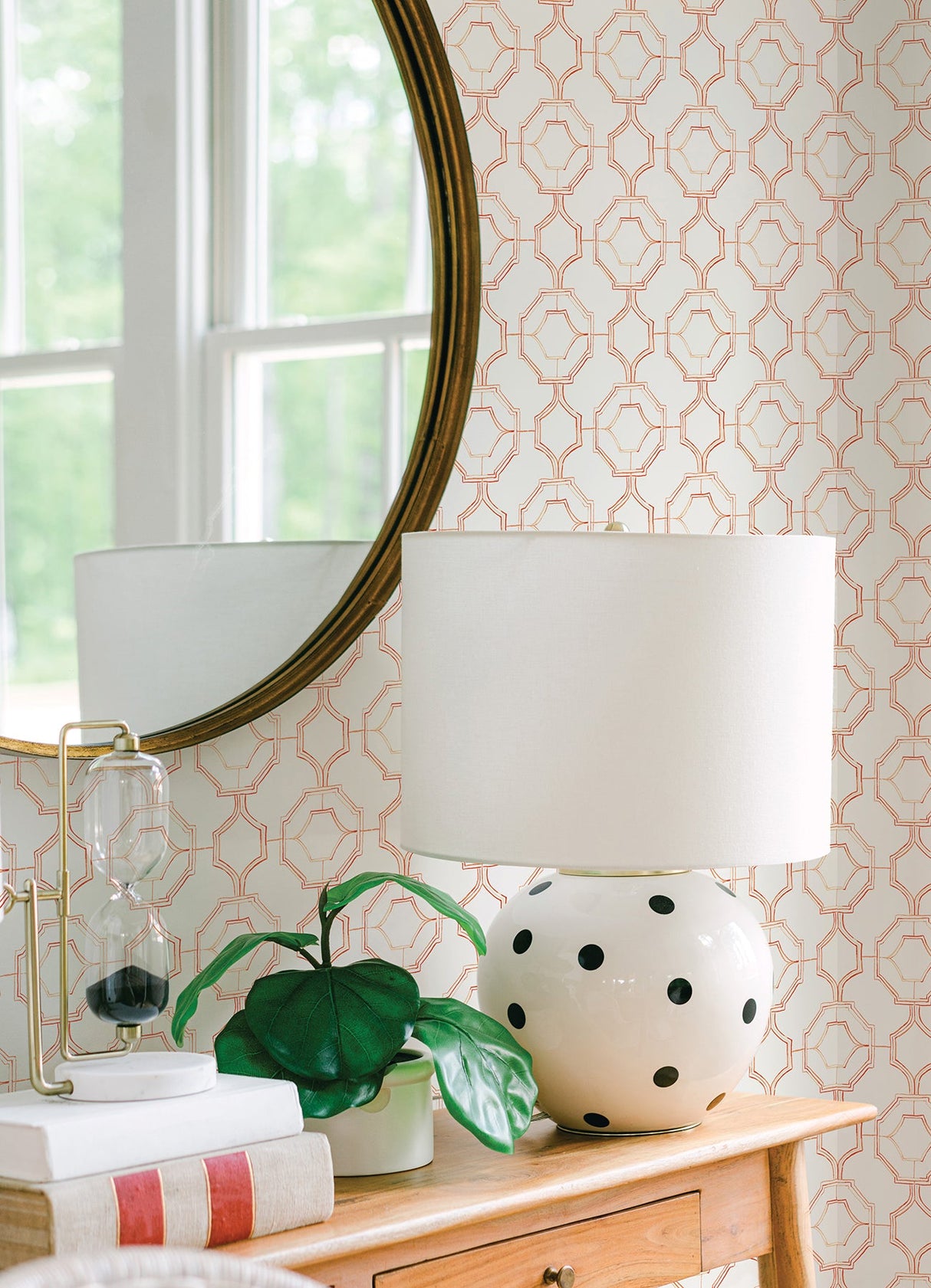 A-Street Prints 4081-26317 Gallina Orange Trellis Wallpaper