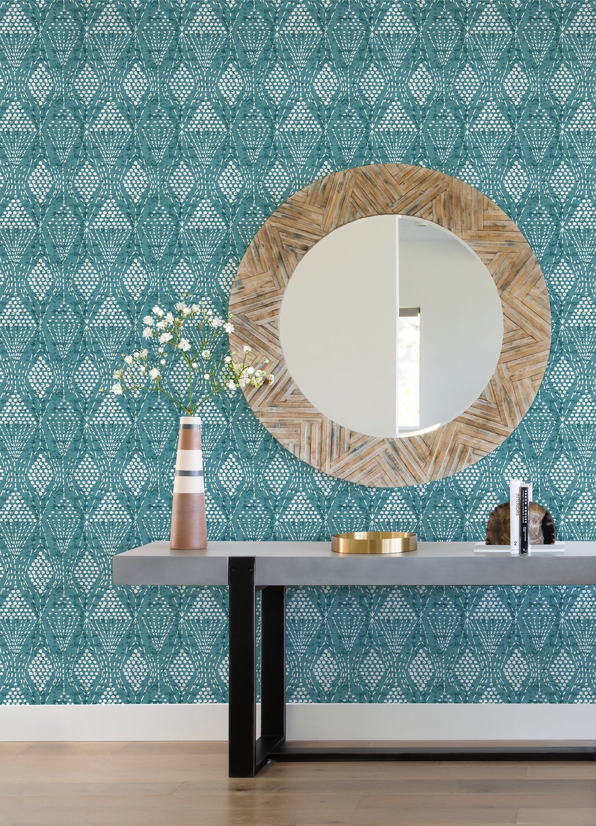 A-Street Prints 4081-26318 Grady Teal Dotted Geometric Wallpaper