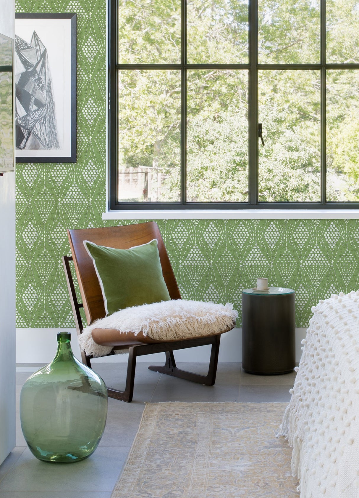 A-Street Prints 4081-26319 Grady Green Dotted Geometric Wallpaper