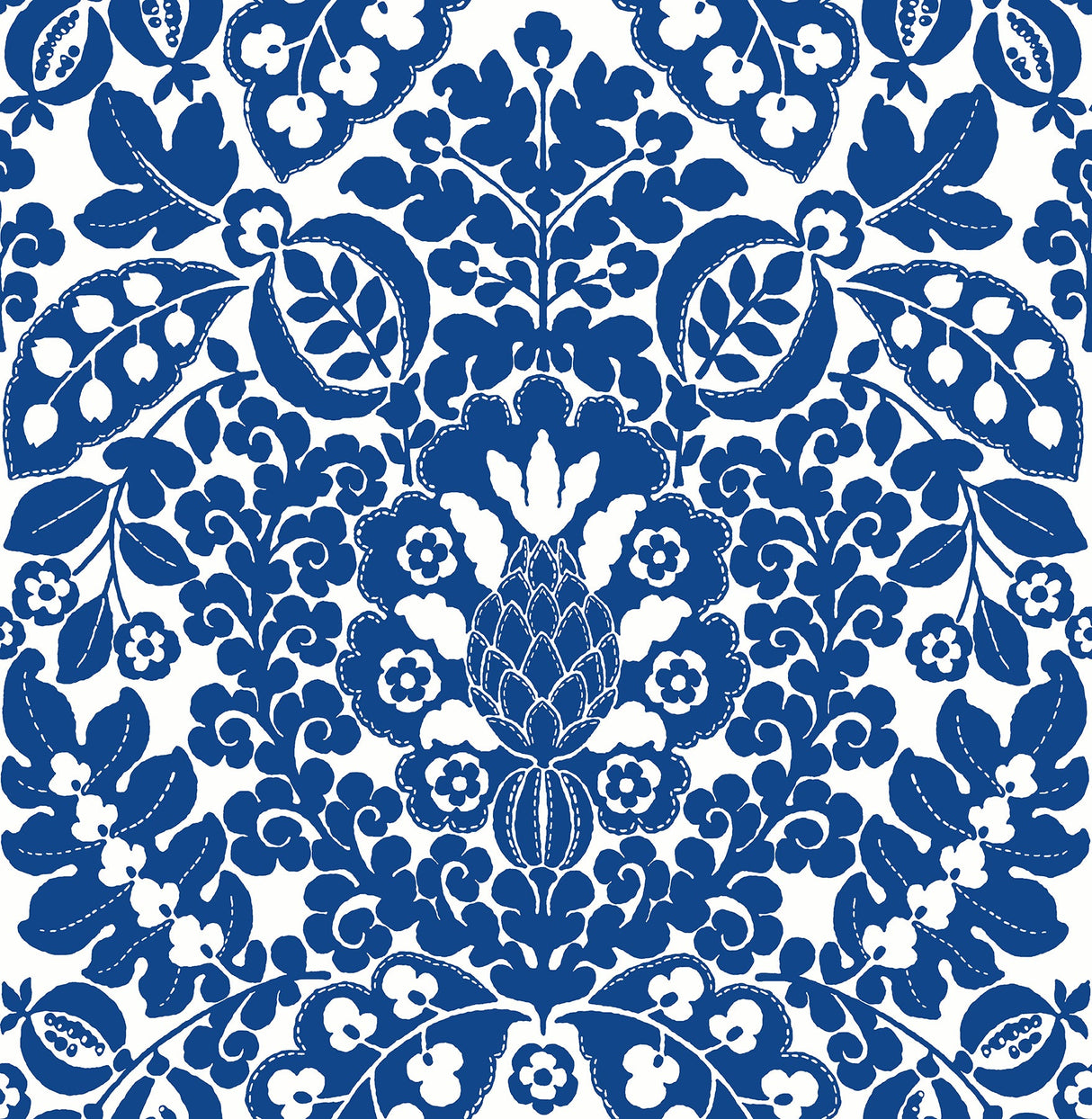 A-Street Prints 4081-26332 Marni Blue Fruit Damask Wallpaper