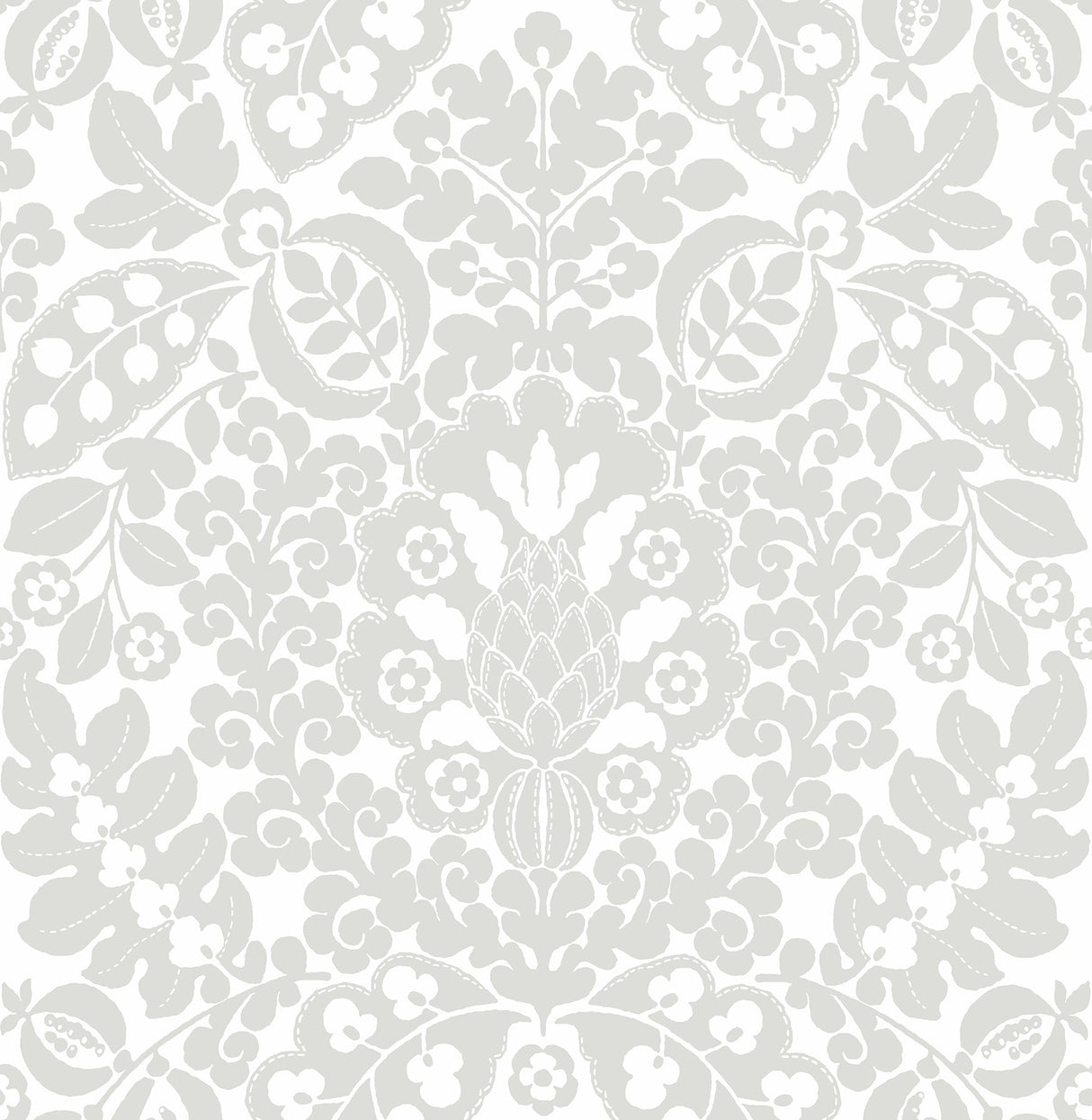 A-Street Prints 4081-26335 Marni Grey Fruit Damask Wallpaper