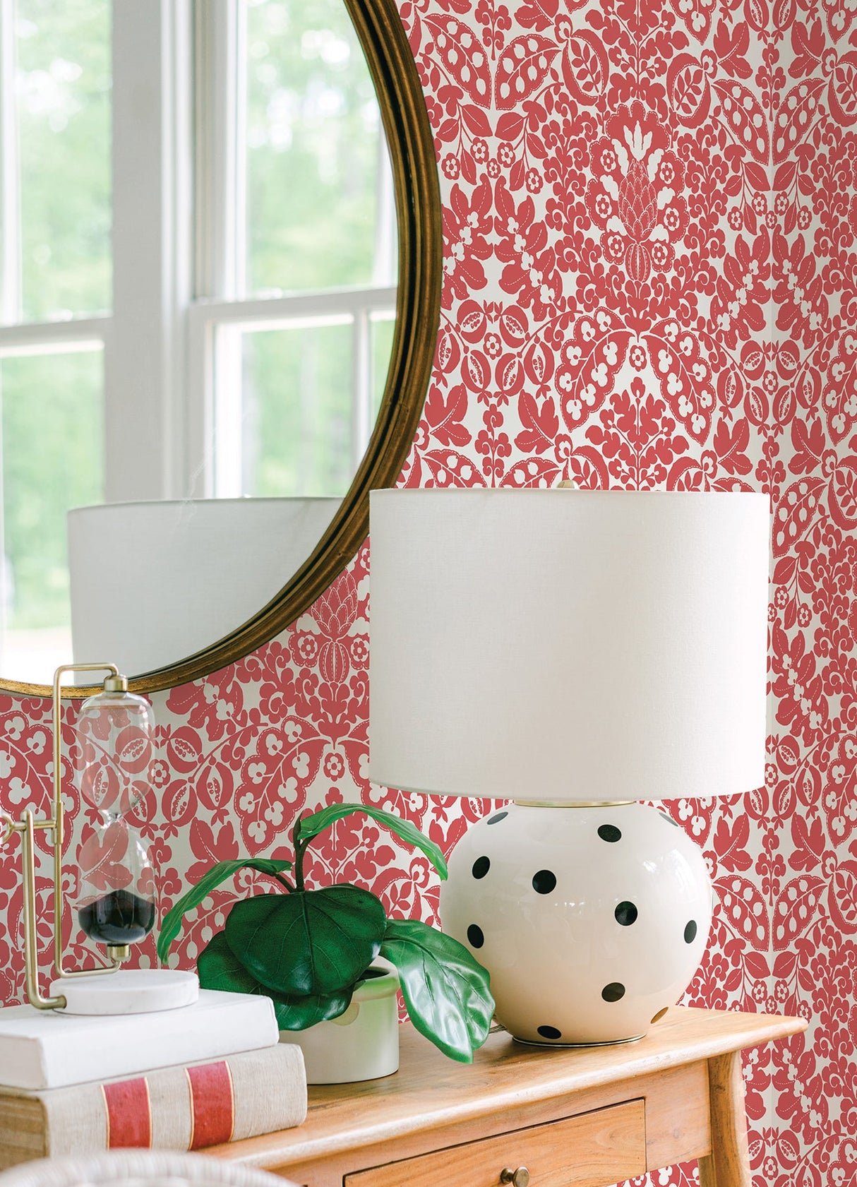 A-Street Prints 4081-26336 Marni Red Fruit Damask Wallpaper