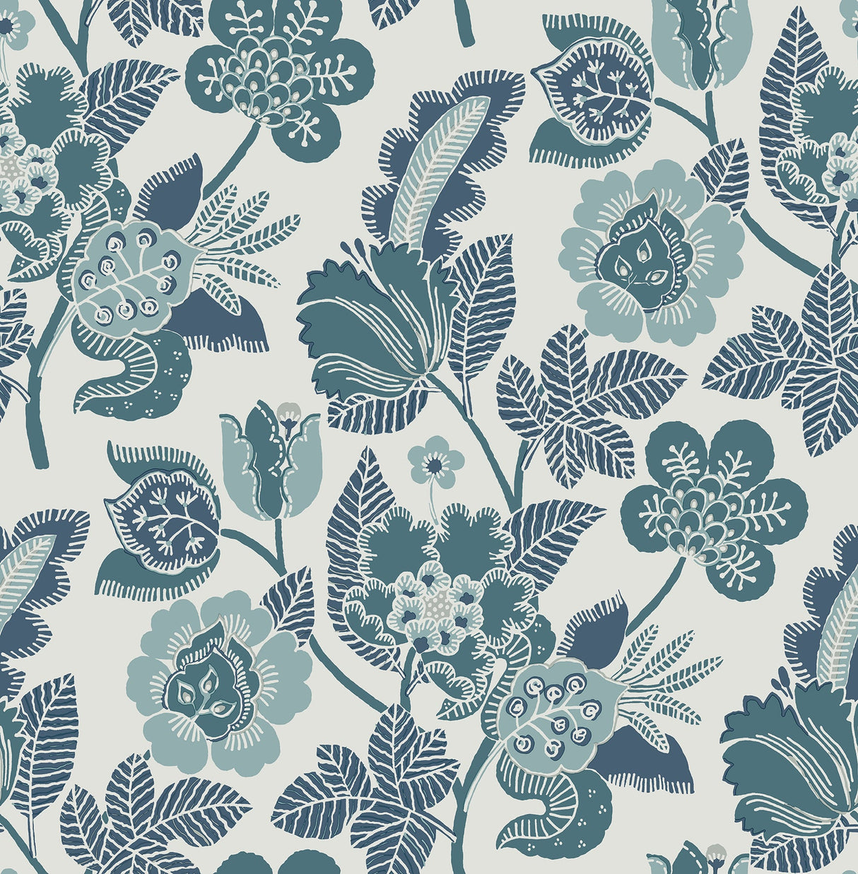 A-Street Prints 4081-26340 Jana Teal Jacobean Wallpaper