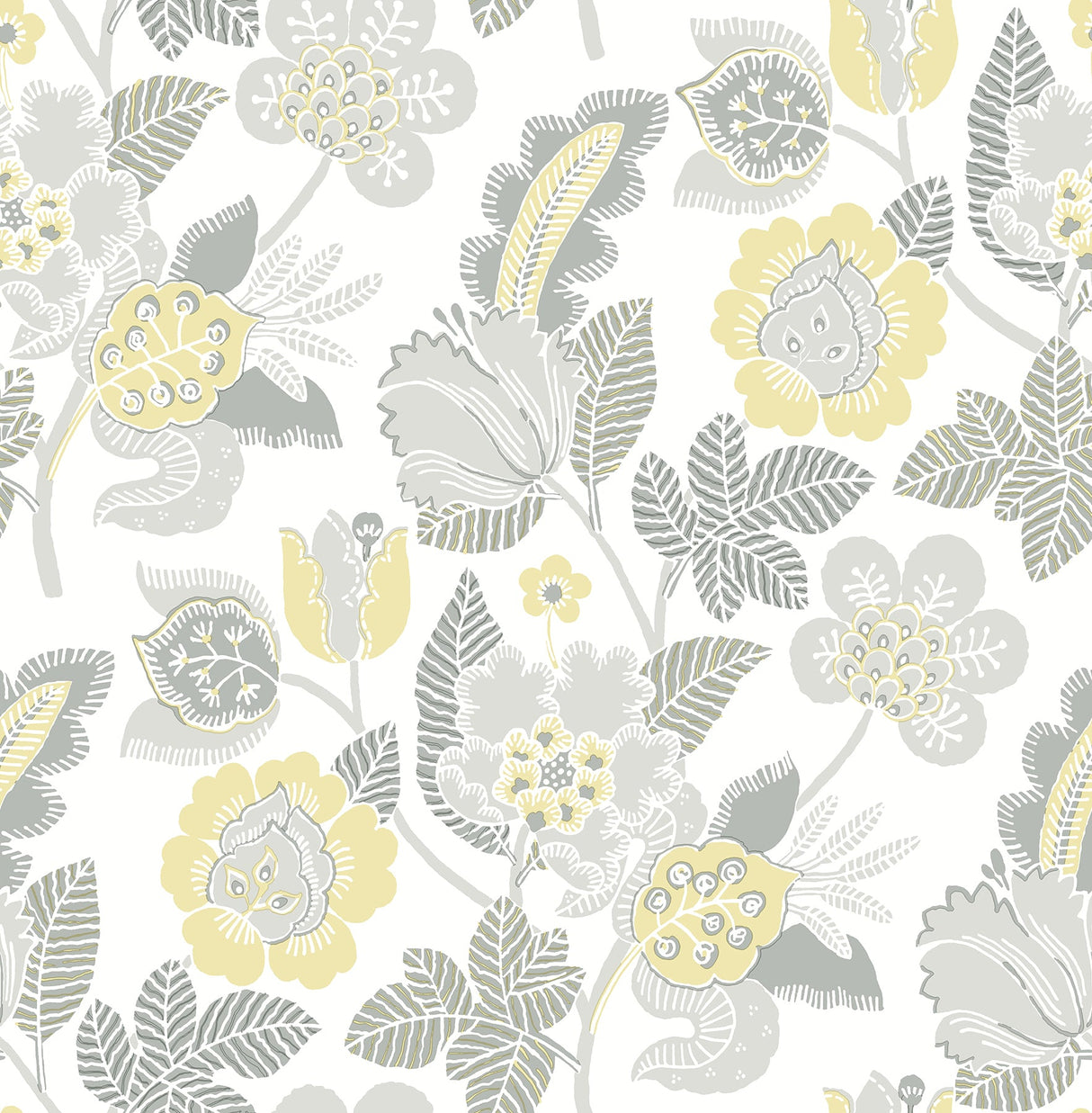 A-Street Prints 4081-26341 Jana Light Grey Jacobean Wallpaper