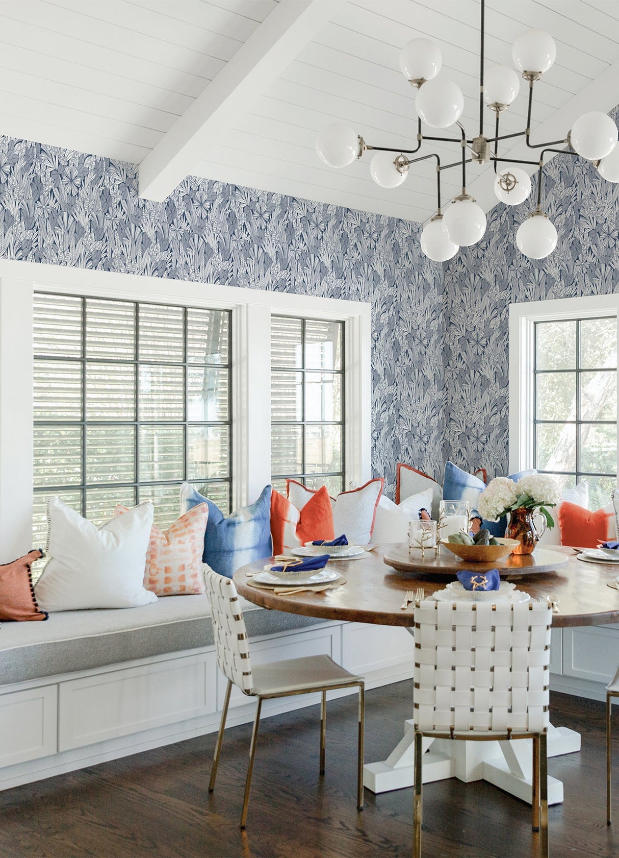 A-Street Prints 4081-26342 Bannon Blue Leaves Wallpaper