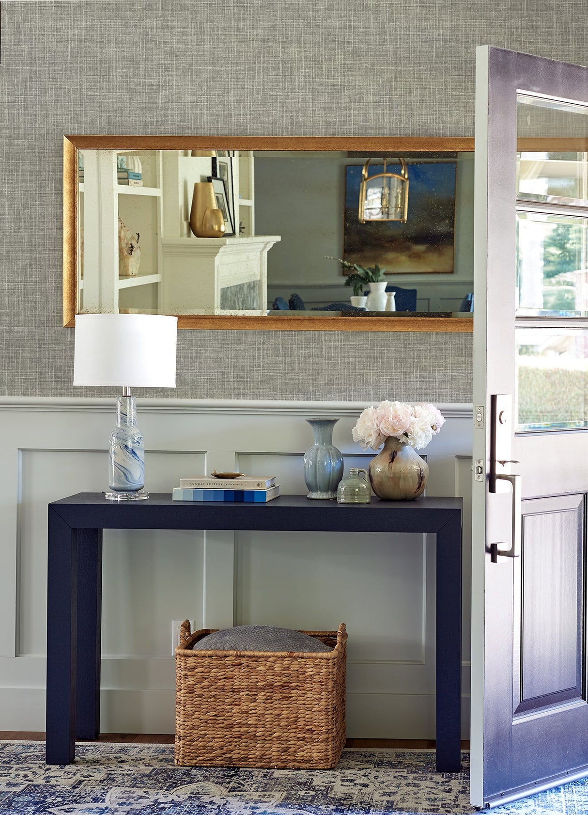 A-Street Prints 4081-26354 Emerson Grey Faux Linen Wallpaper