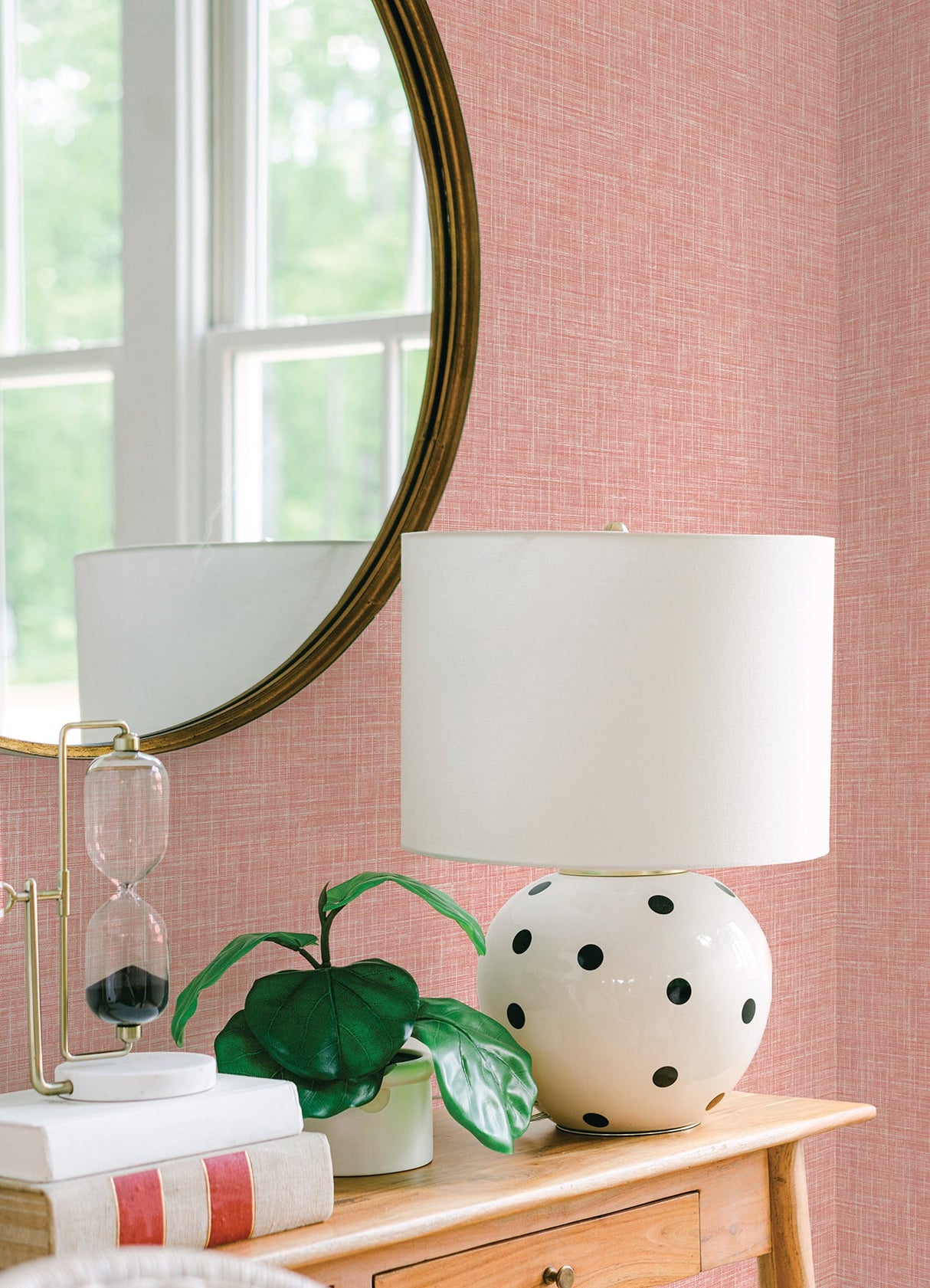 A-Street Prints 4081-26355 Emerson Coral Faux Linen Wallpaper