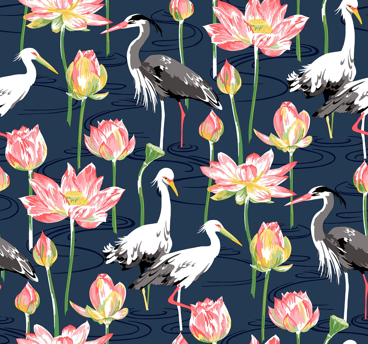 A-Street Prints 4081-87550 Barton Navy Heron Wallpaper
