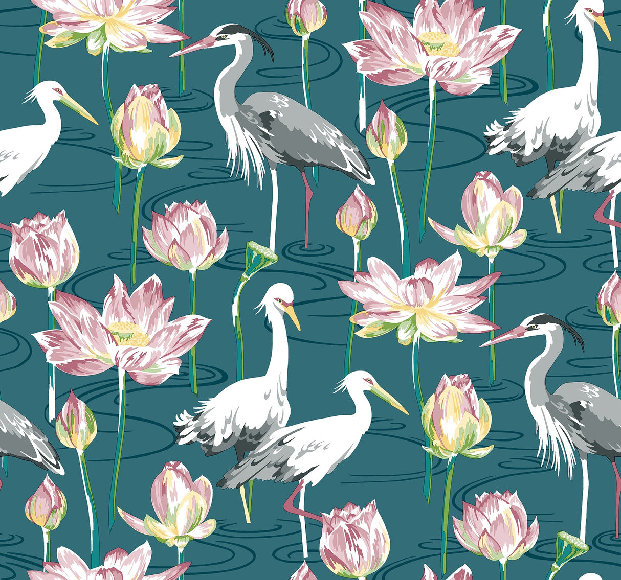 A-Street Prints 4081-87552 Barton Teal Heron Wallpaper
