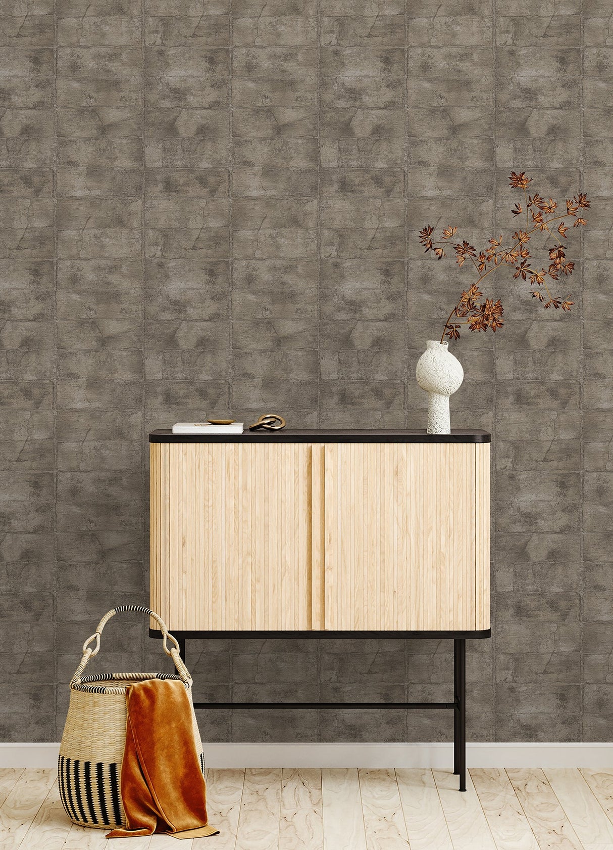 Advantage 4096-520163 Clay Dark Grey Stone Wallpaper