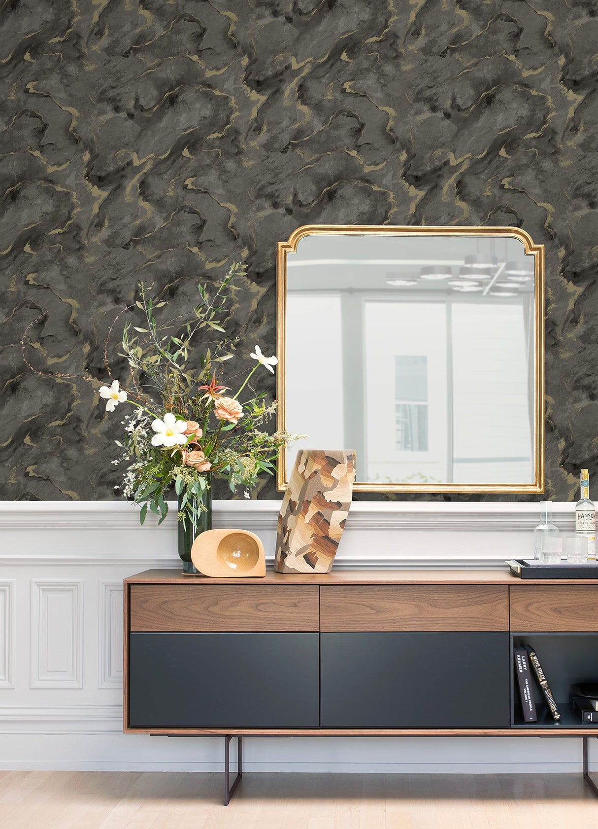 A-Street Prints 4105-86602 Silenus Charcoal Marbled Wallpaper