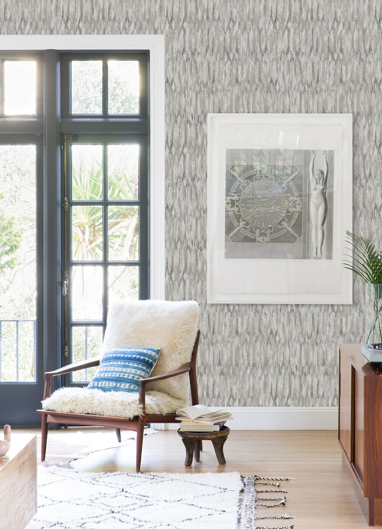 A-Street Prints 4105-86605 Kintana Silver Abstract Trellis Wallpaper