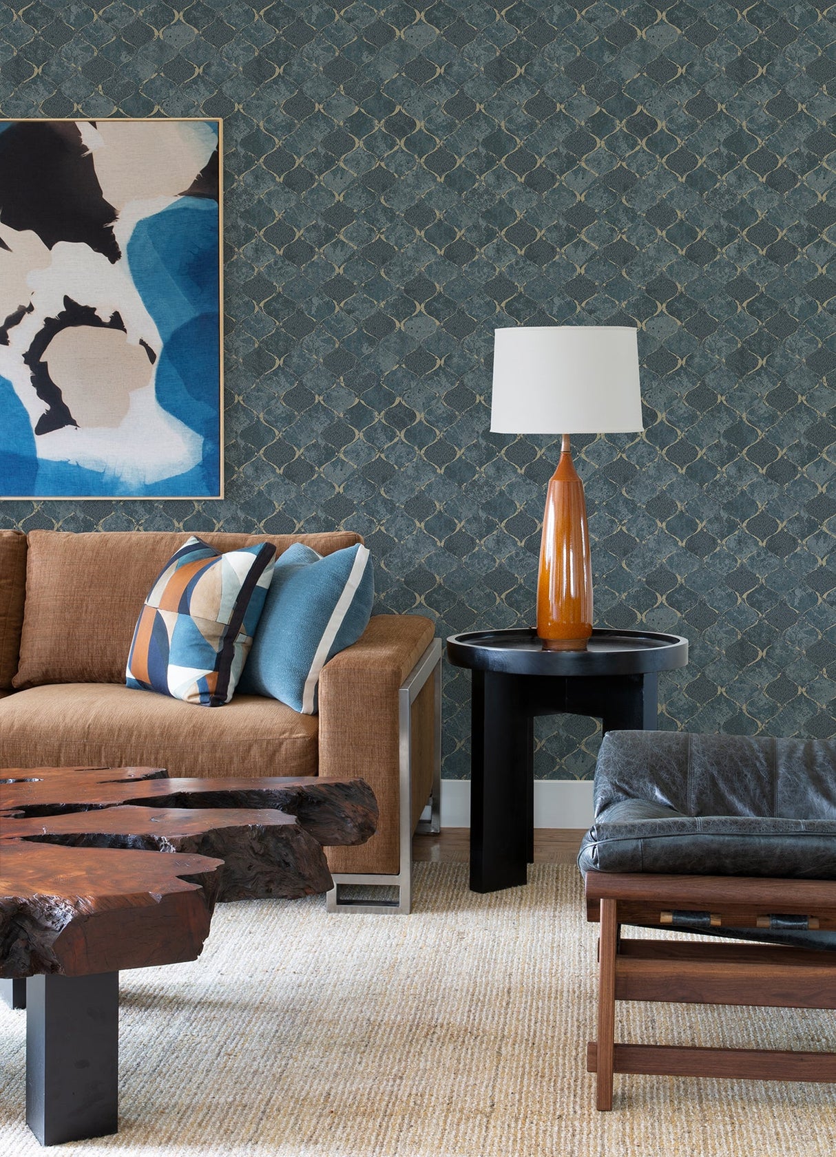 A-Street Prints 4105-86607 Pilak Blue Ogee Tile Wallpaper