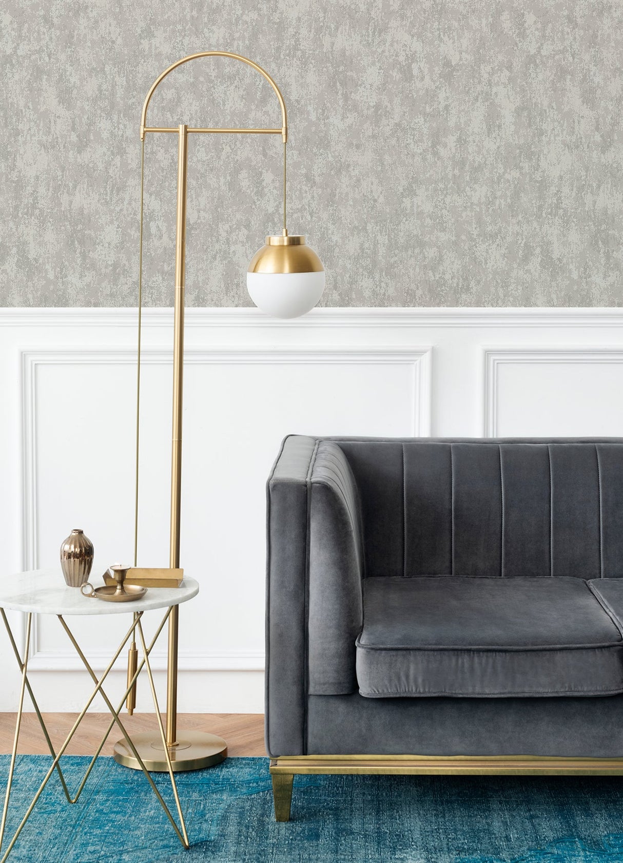 A-Street Prints 4105-86661 Haliya Silver Metallic Plaster Wallpaper